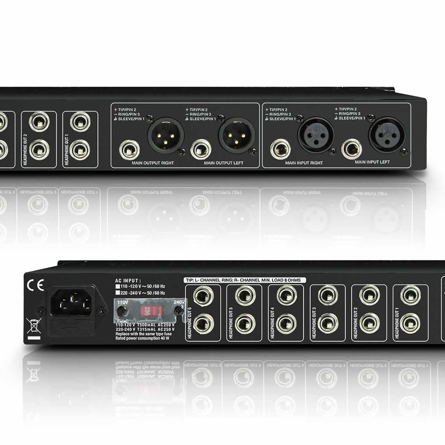 LD Systems HPA 6, 6-Channel Rackmount Headphone Amplifier - Hollywood DJ