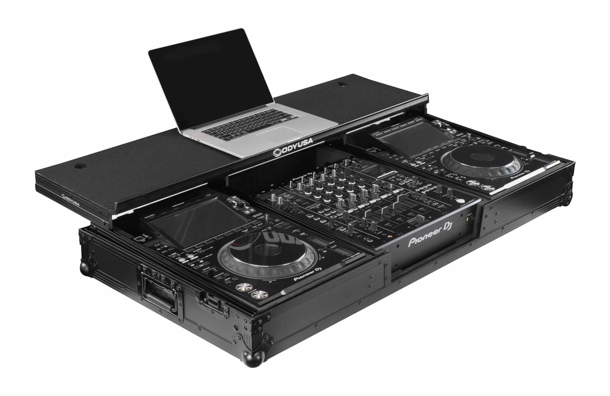Odyssey FZGSDJMA9CDJWBL Glide Style DJ Coffin Flight Case with Wheels for DJM-A9 and CDJ-3000 or Similar Size Gear- Black Label - Hollywood DJ