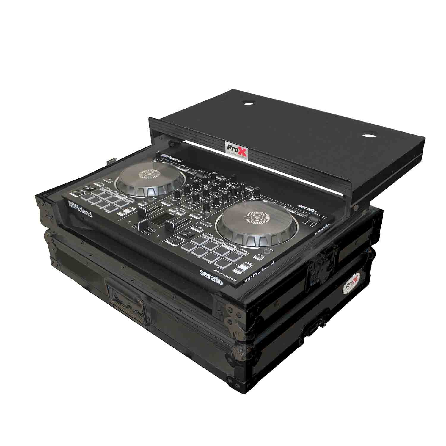 ProX X-DJ202LTBL DJ Controller Flight Case For Roland DJ-202 - Black On Black - Hollywood DJ