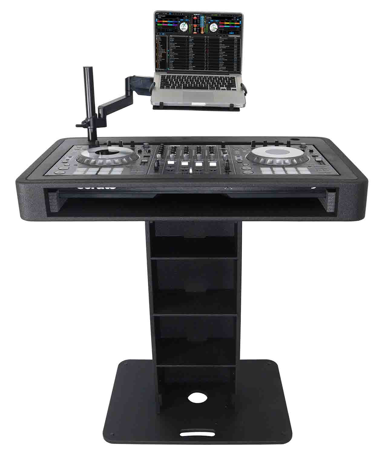 ProX XZF-DJCTBLCASE Control Tower DJ Stand with Laptop Arm, Travel Hard Cases - Black Finish - Hollywood DJ