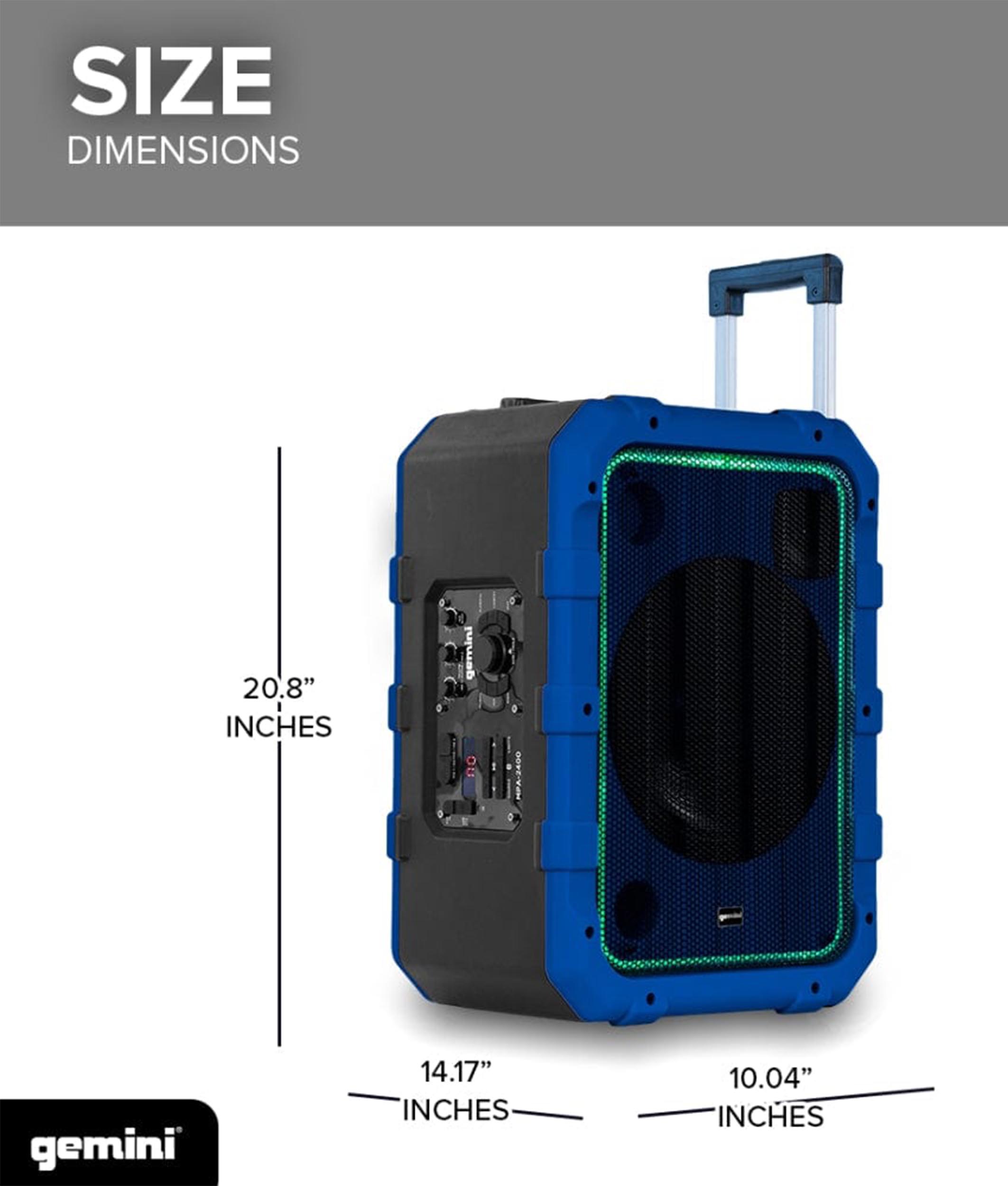 Gemini Sound MPA-2400BLU Rechargeable Weather-Resistant Trolley Speaker - Hollywood DJ