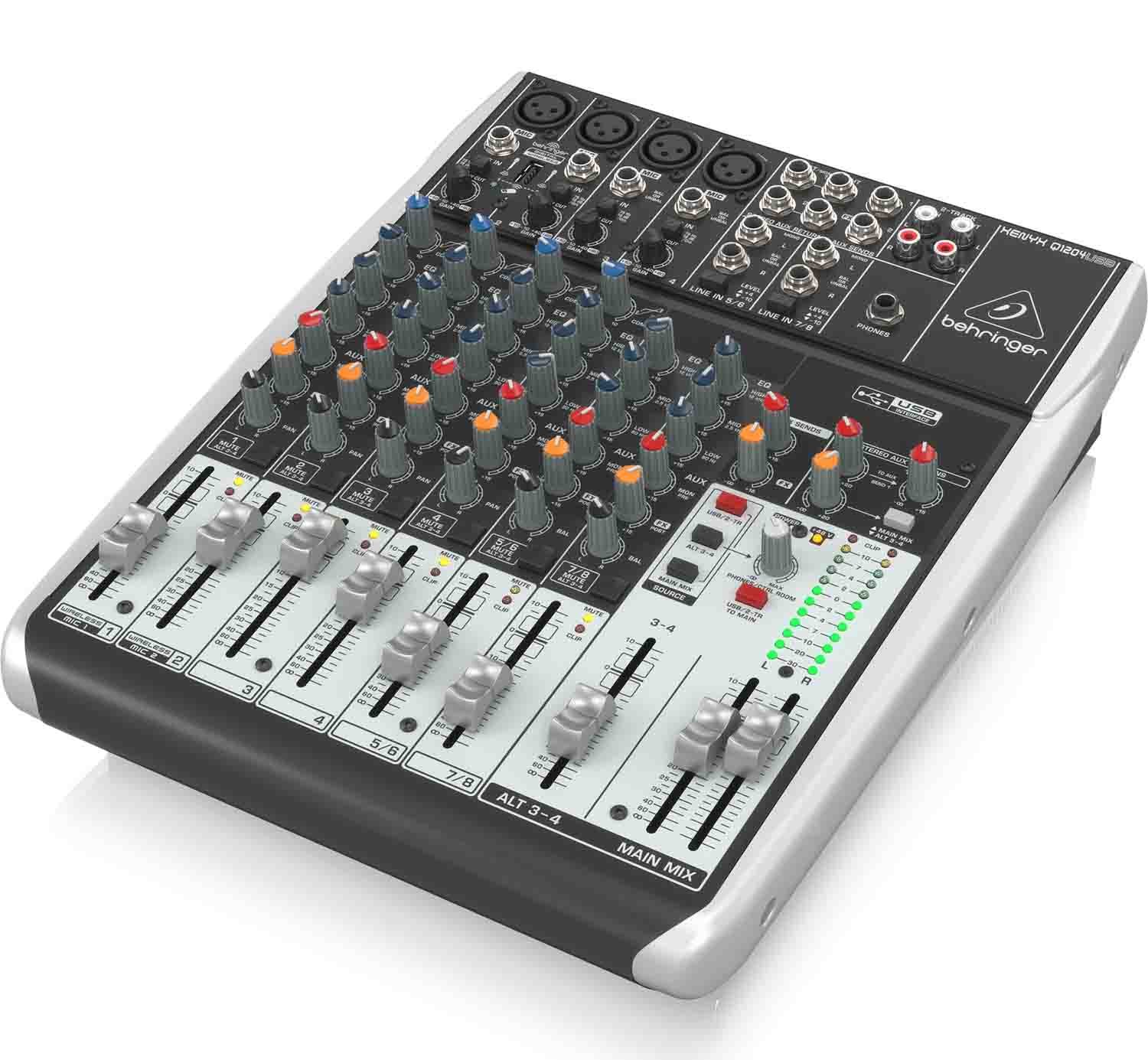 Behringer Q1204USB, 12-Input 2/2-Bus Mixer with USB Audio Interface - Hollywood DJ