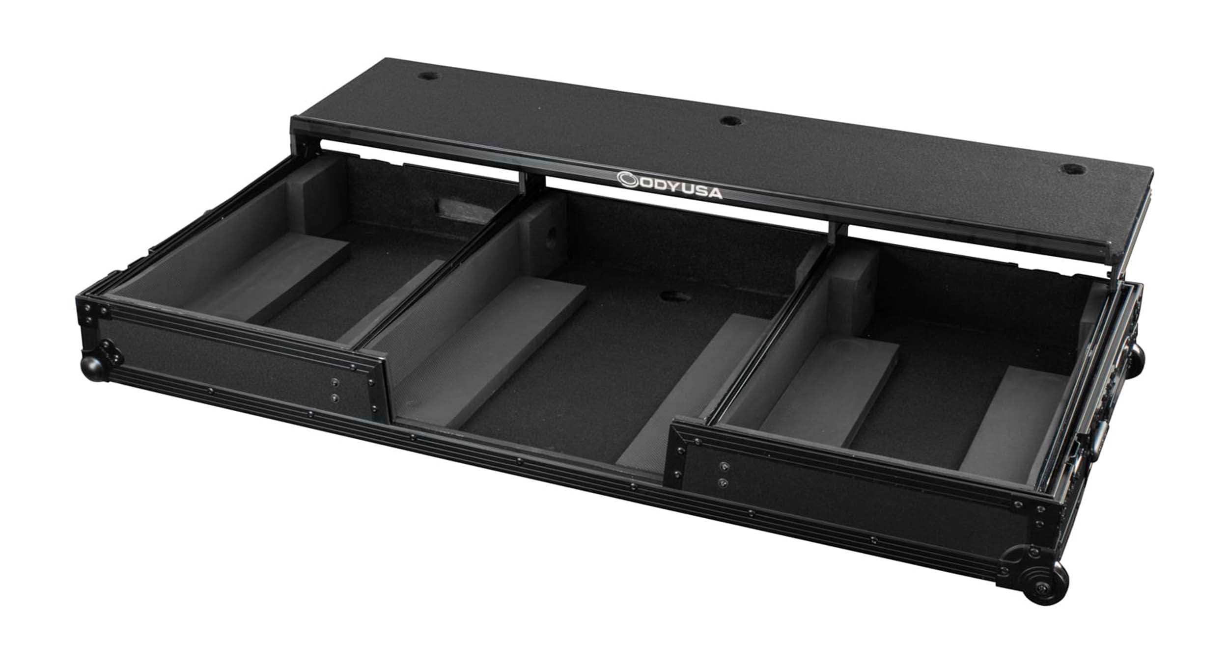 Odyssey FZGSDJMA9CDJWBL Glide Style DJ Coffin Flight Case with Wheels for DJM-A9 and CDJ-3000 or Similar Size Gear- Black Label - Hollywood DJ