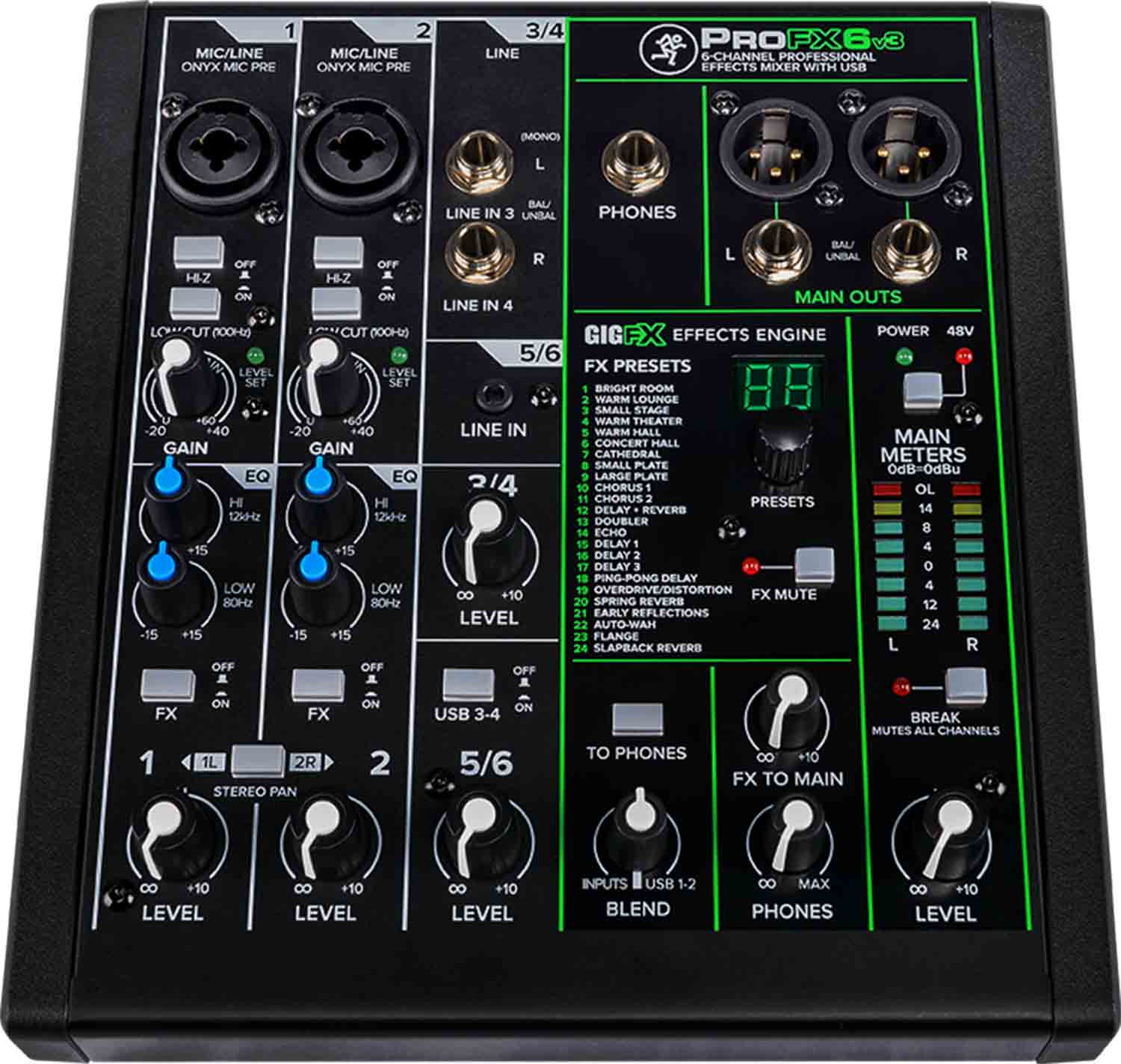 Mackie ProFX6v3, Professional Effects Mixer with USB - Hollywood DJ