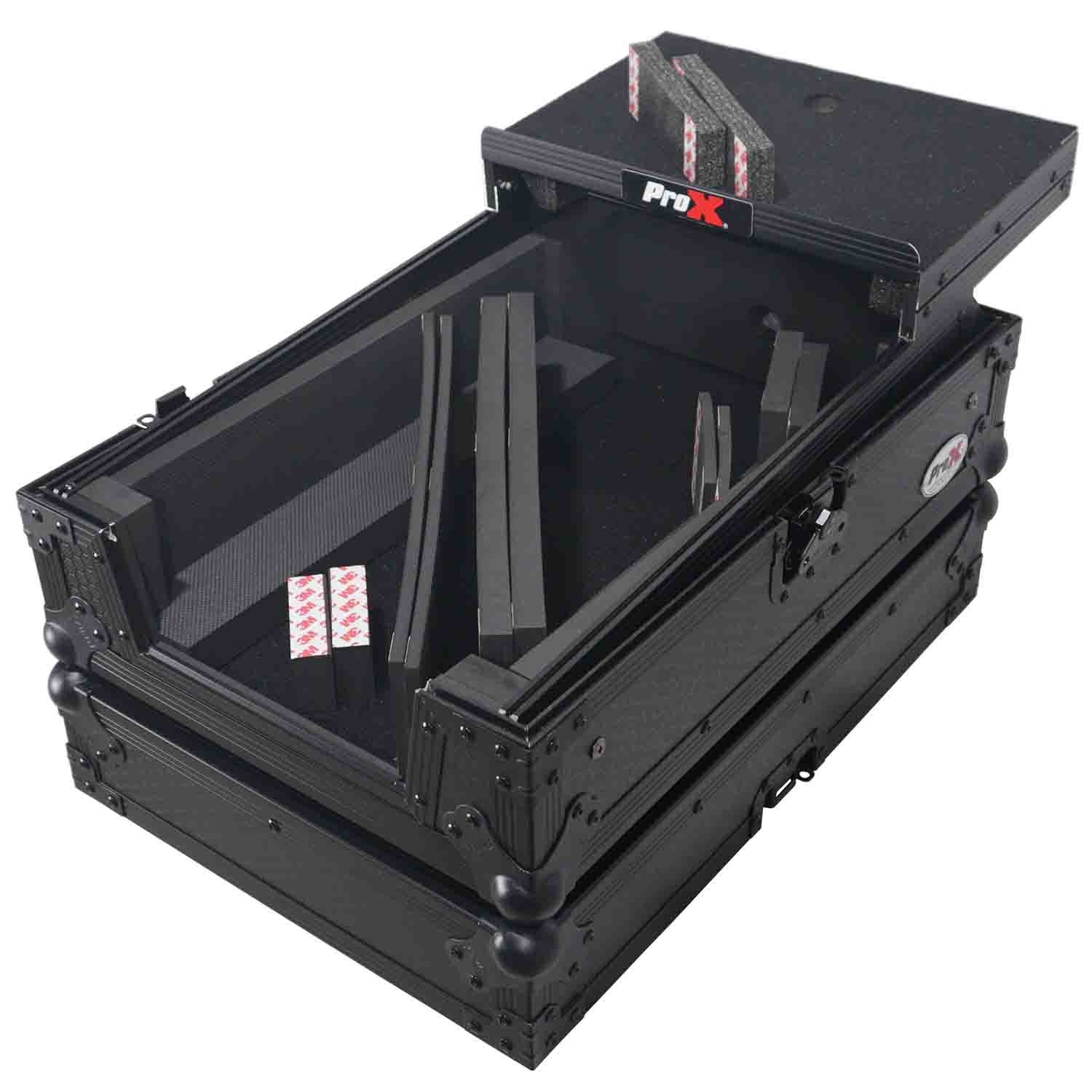 ProX XS-M11LTBL Pioneer DJM-S11 or Rane 72 MK2 Mixer Flight Case with Laptop Shelf - Black - Hollywood DJ