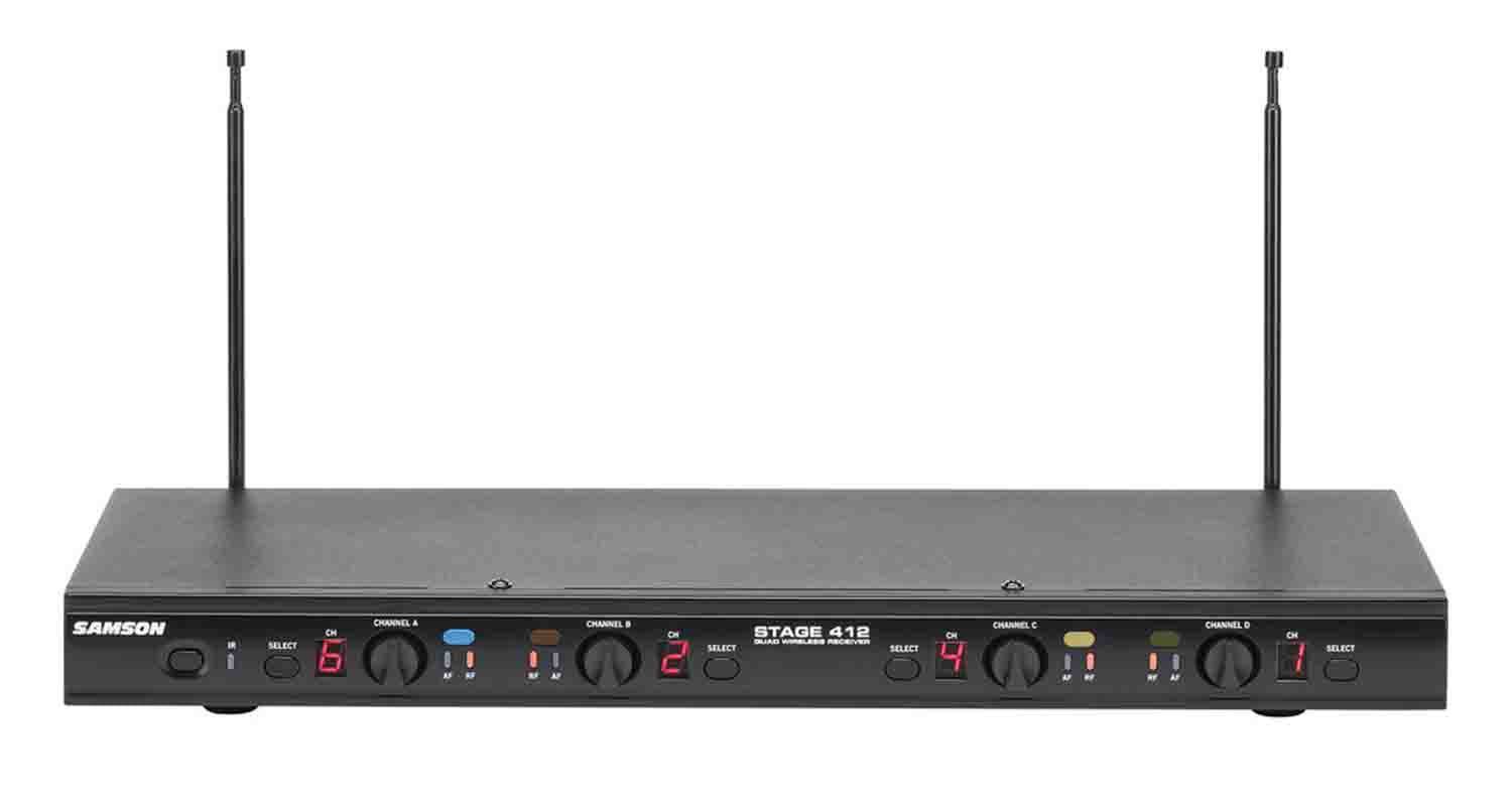 Samson SWS412HH-E, Stage 412 Frequency Agile Quad-Channel Handheld VHF Wireless System - 173 to 198 MHz - Hollywood DJ