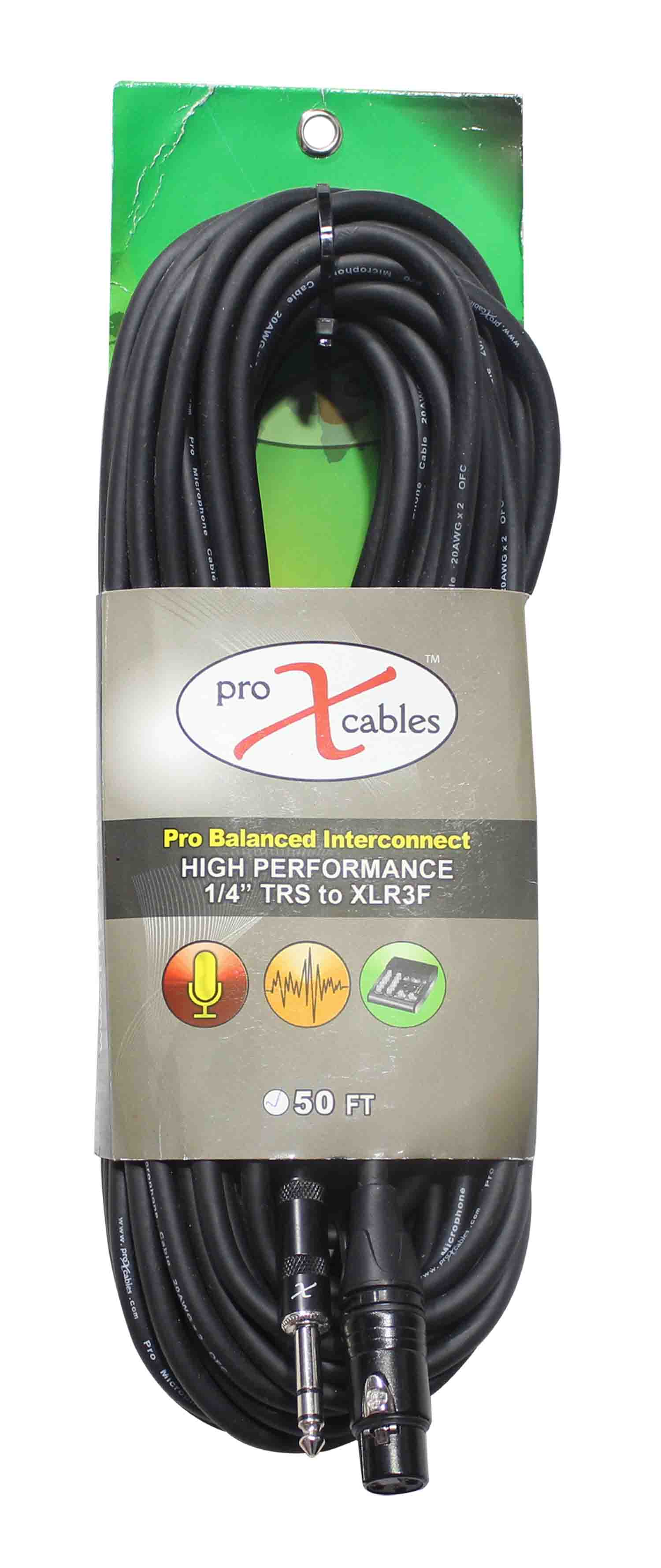 Prox XC-SXF50 Balanced 1/4" TRS-M to XLR-F High Performance Audio Cable - 50 Feet - Hollywood DJ