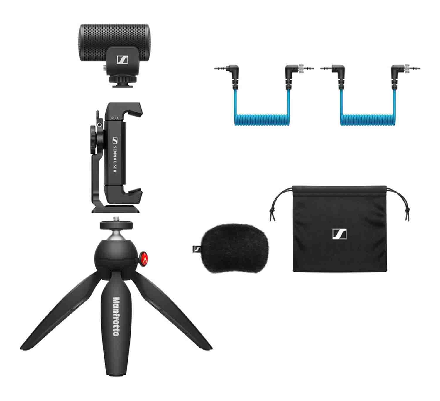 Sennheiser MKE 200 MOBILE KIT Directional Camera Microphone with Smartphone Clamp and Tripod Stand - Hollywood DJ