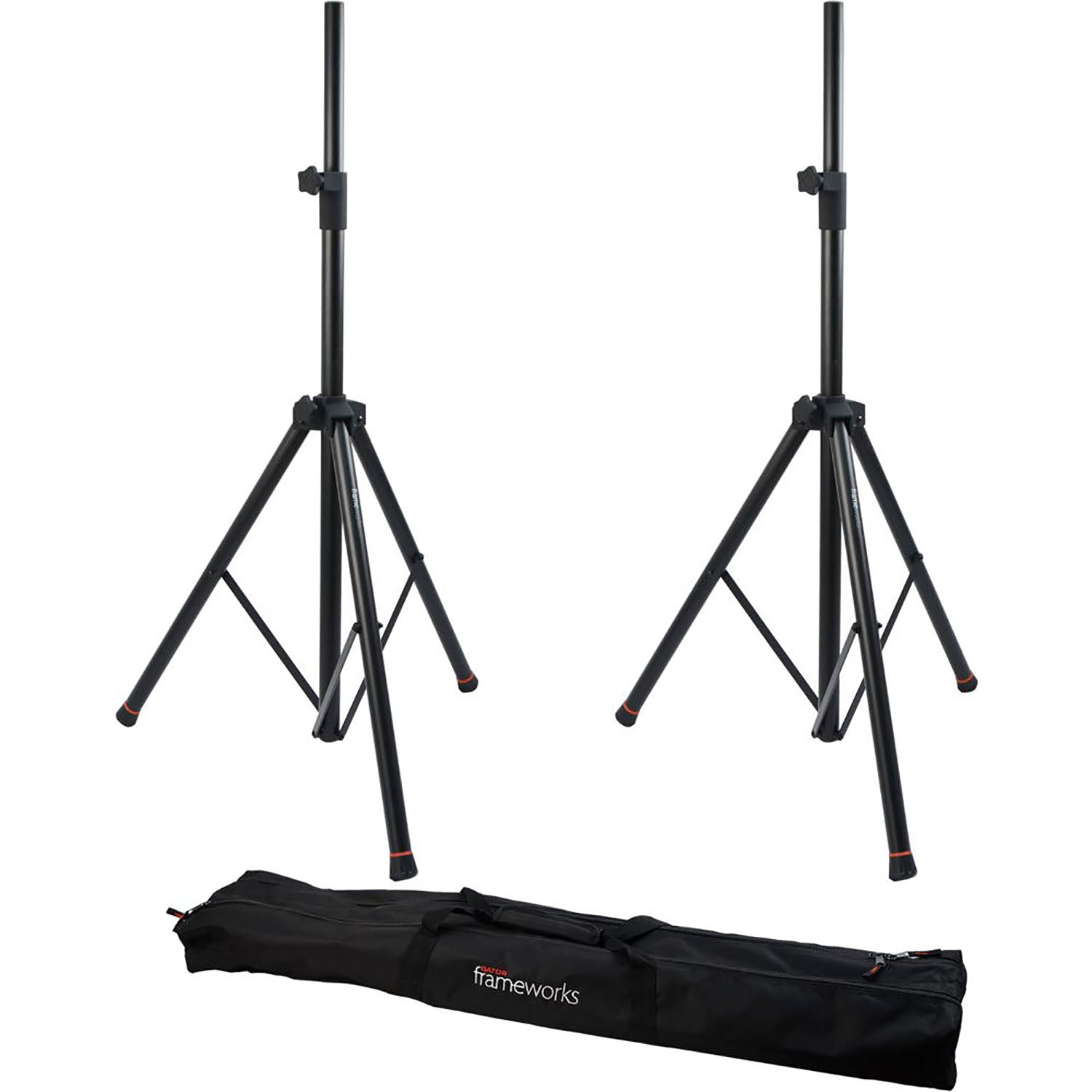 Gator Frameworks GFW-SPK-3000SET Set of 2 Deluxe Tripod Speaker Stands with Carry Bag - Hollywood DJ