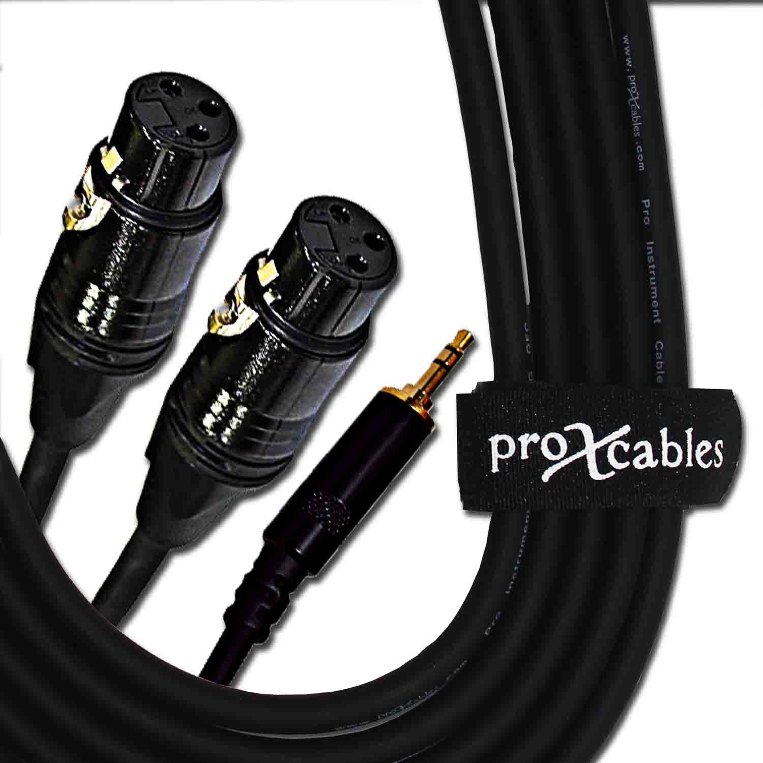 Prox XC-CMXF5 Unbalanced 3.5mm Mini TRS-M to Dual XLR-F High Performance Audio Y Cable - 5 Feet - Hollywood DJ