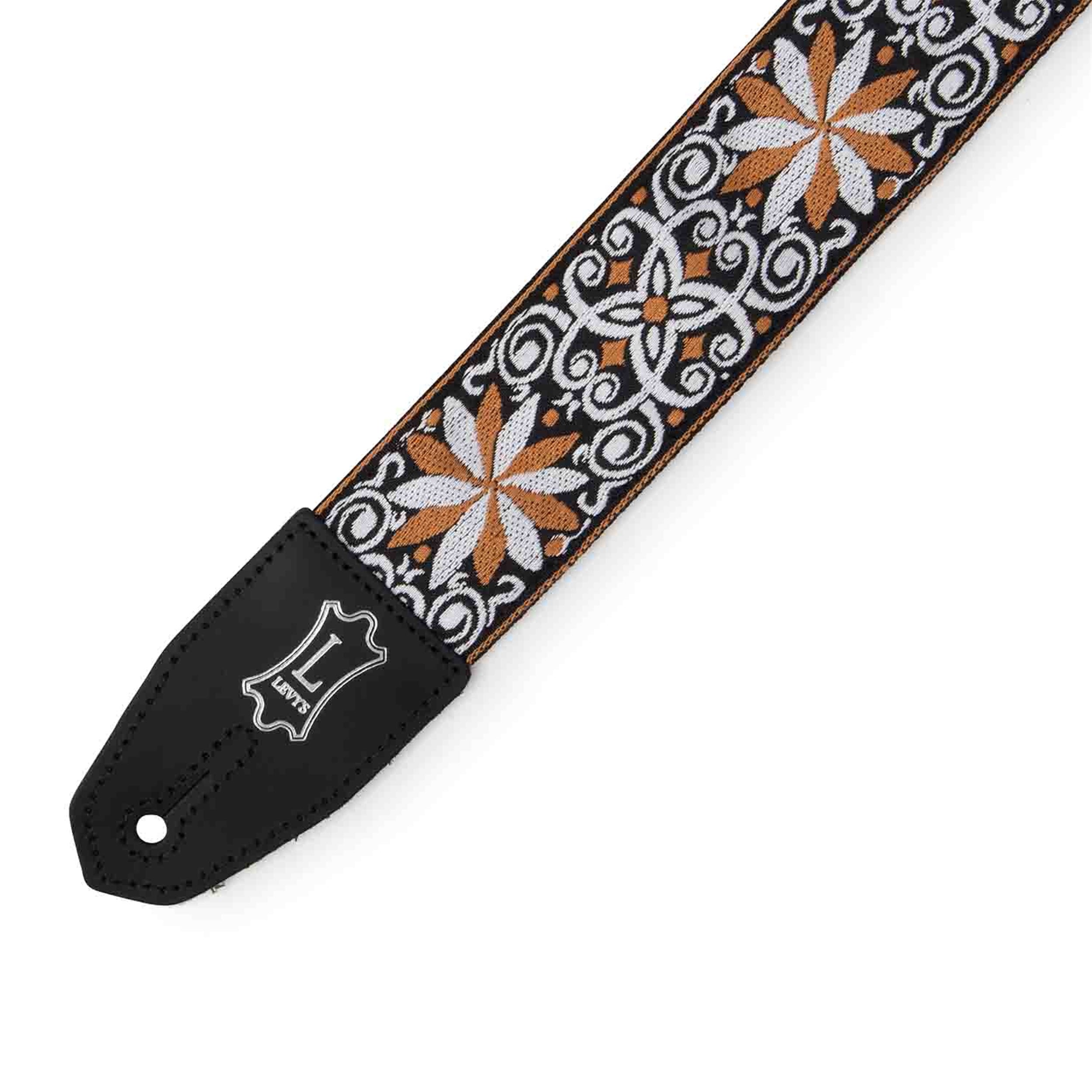 Levy's Leathers MRHHT-13 Floral Right Height Guitar Strap - Yellow and White - Hollywood DJ