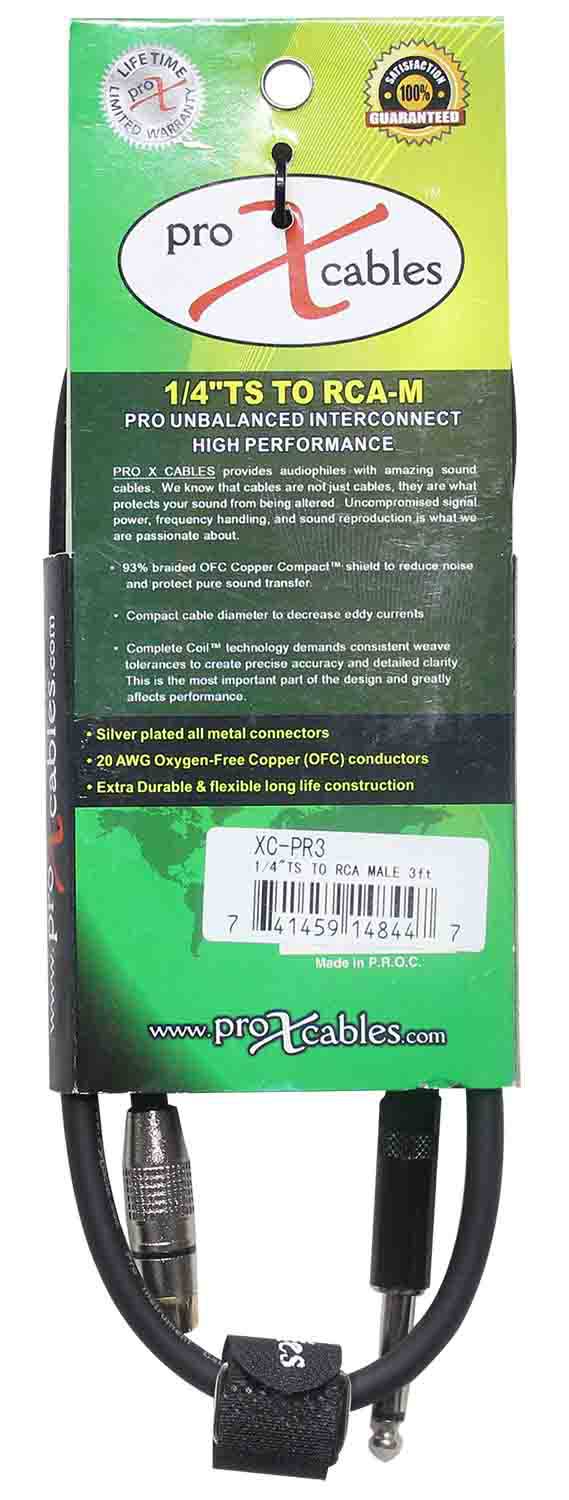Prox XC-PR03 Unbalanced RCA Male to 1/4" Male High Performance Audio Cable - 3 Feet - Hollywood DJ