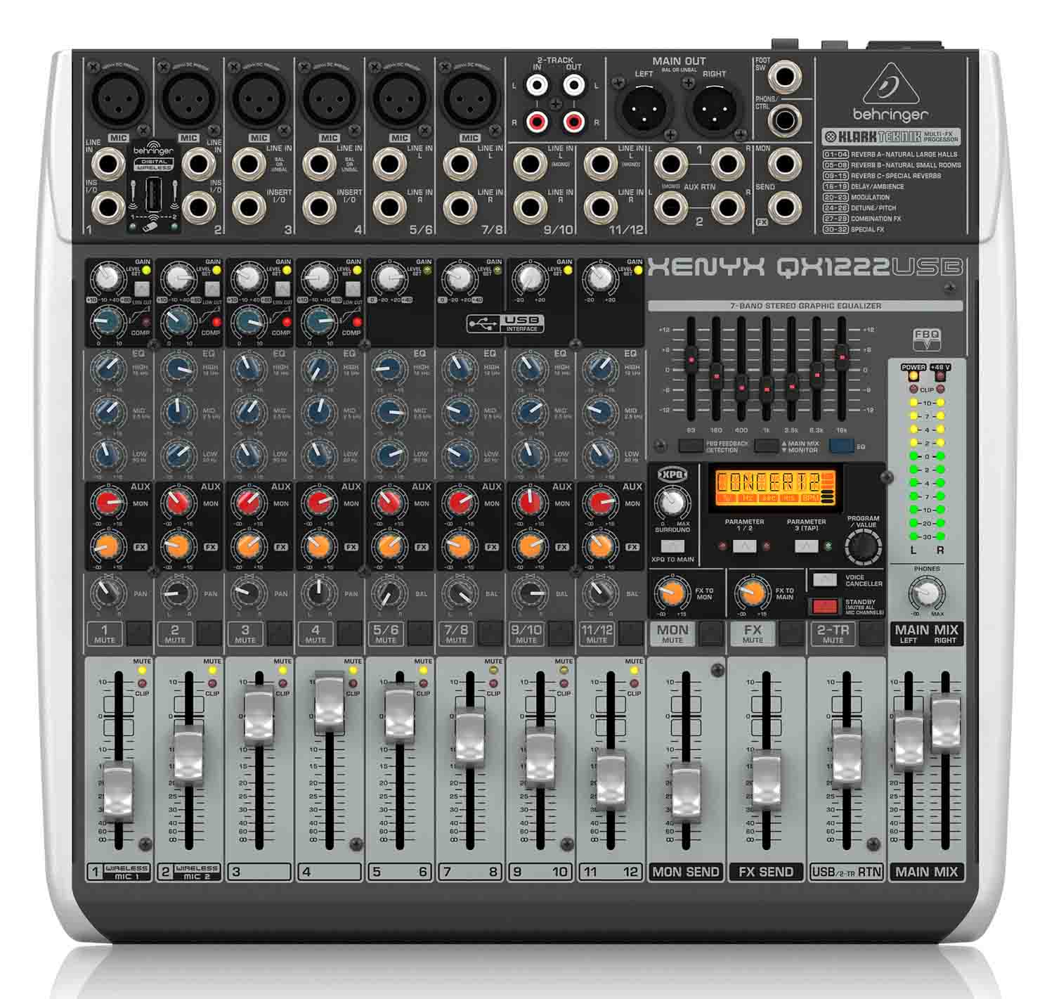 Behringer QX1222USB, 16-Input 2/2-Bus Mixer with USB Audio Interface - Hollywood DJ