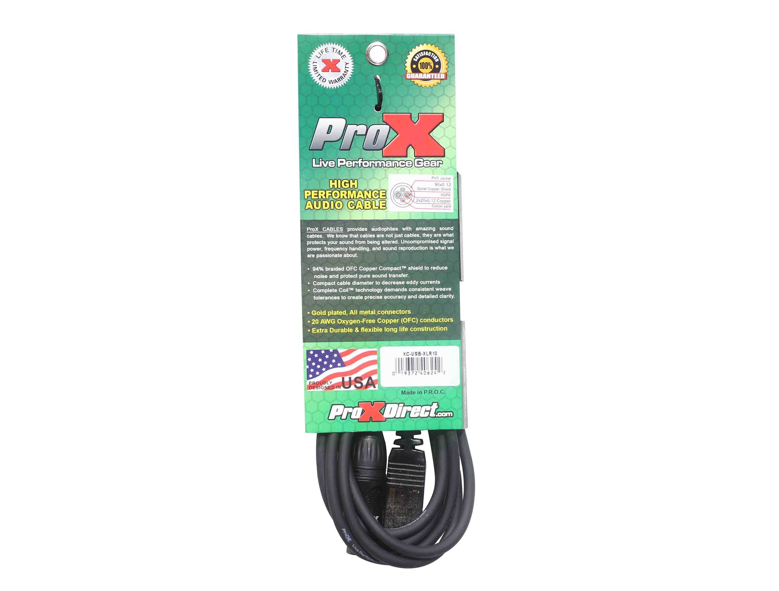 ProX XC-USB-XLR10 XLR-F to USB High Performance Audio Cable - 10 Feet by ProX Cases