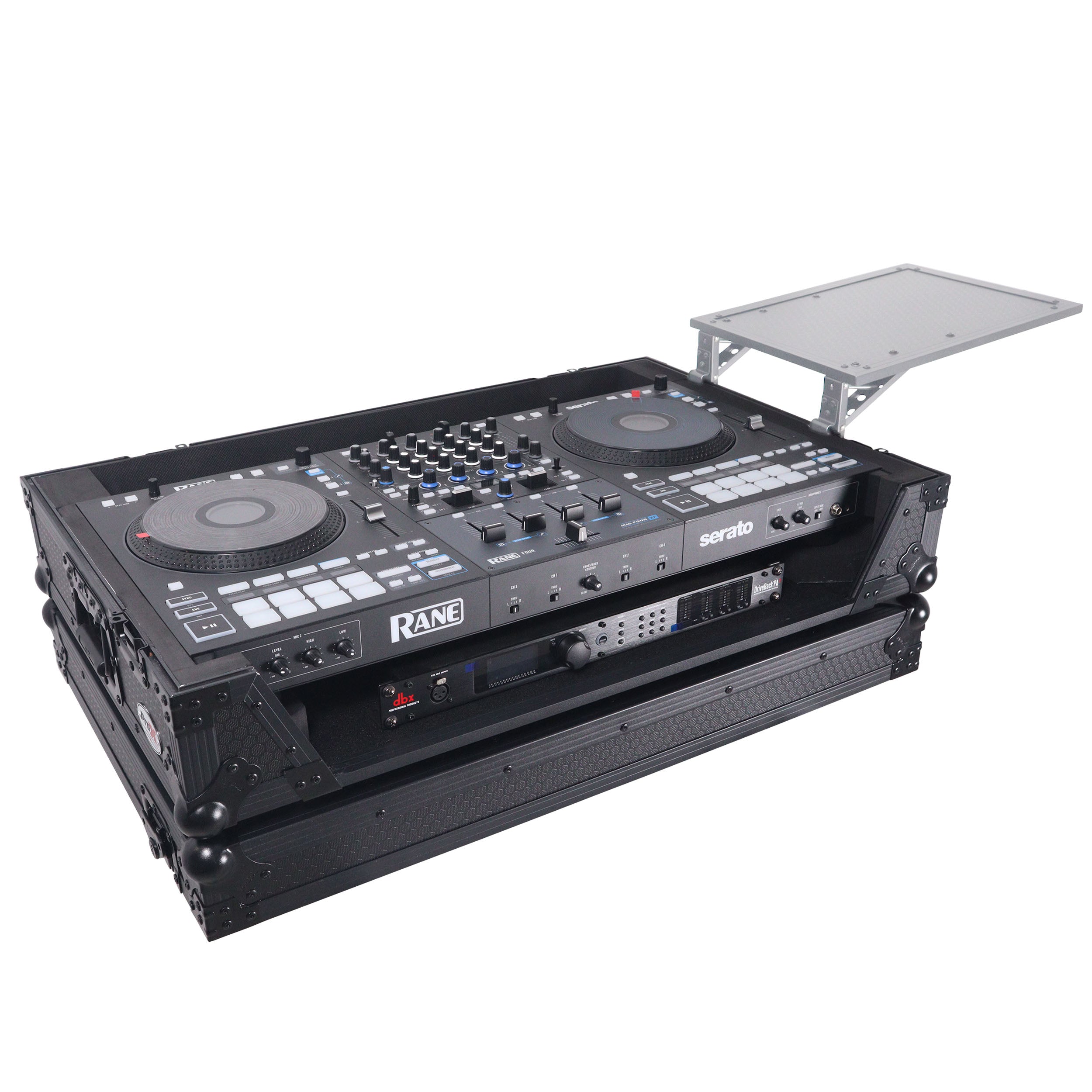ProX XS-RANEFOURWBL, ATA Flight Style Road Case for RANE Four DJ Controller with 1U Rack Space and Wheels - Black Finish ProX Cases