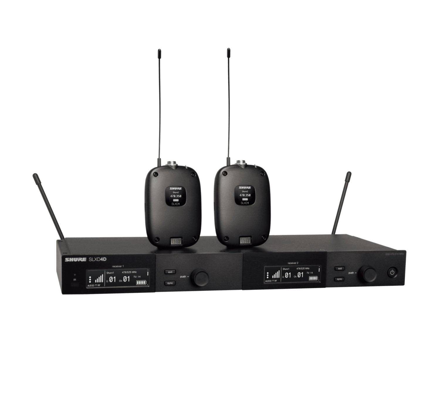 Shure SLXD14D Dual Wireless System with Two SLXD1 Bodypack Transmitters - Hollywood DJ