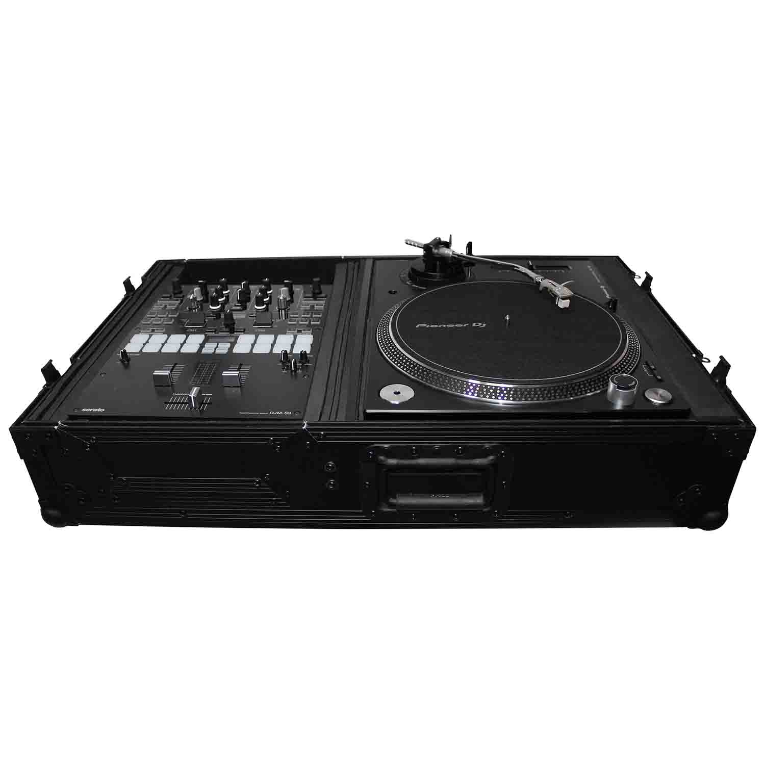 ProX XS-TMC1012WBL DJ Flight Case For Single Turntable In Battle Mode and 10 Inch or 12 Inch Mixer - Black on Black ProX Cases