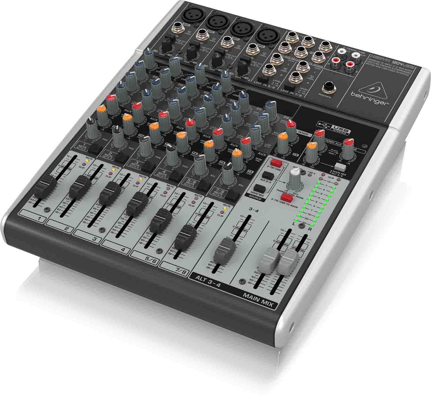 Behringer 1204USB 12-Input 2/2-Bus Audio Mixer with XENYX Mic Preamps, Compressors and USB/Audio Interface - Hollywood DJ