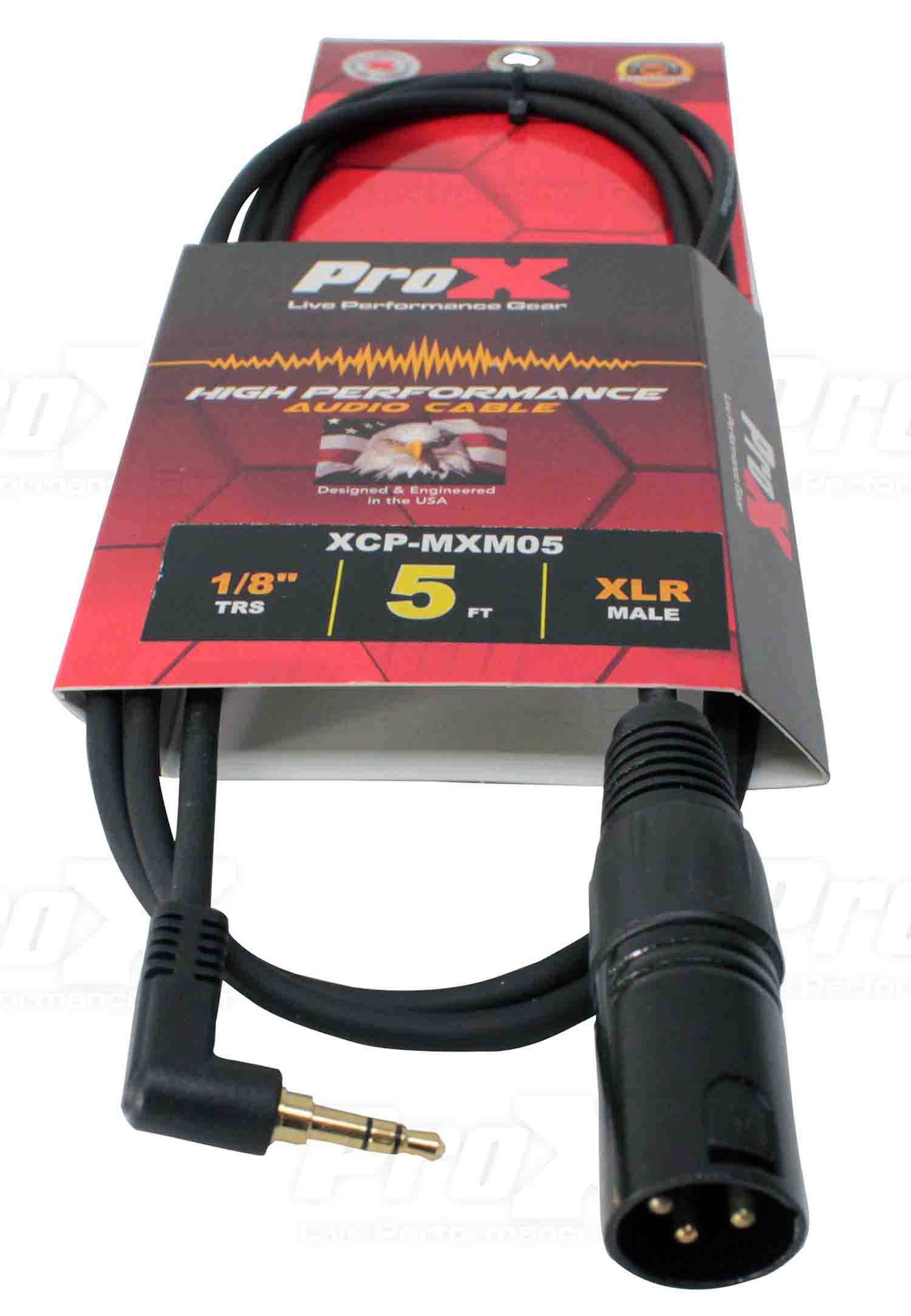 Prox XCP-MXM05 Unbalanced 1/8" TRS Mini to XLR-M Premium Audio Cable - 5 Feet - Hollywood DJ