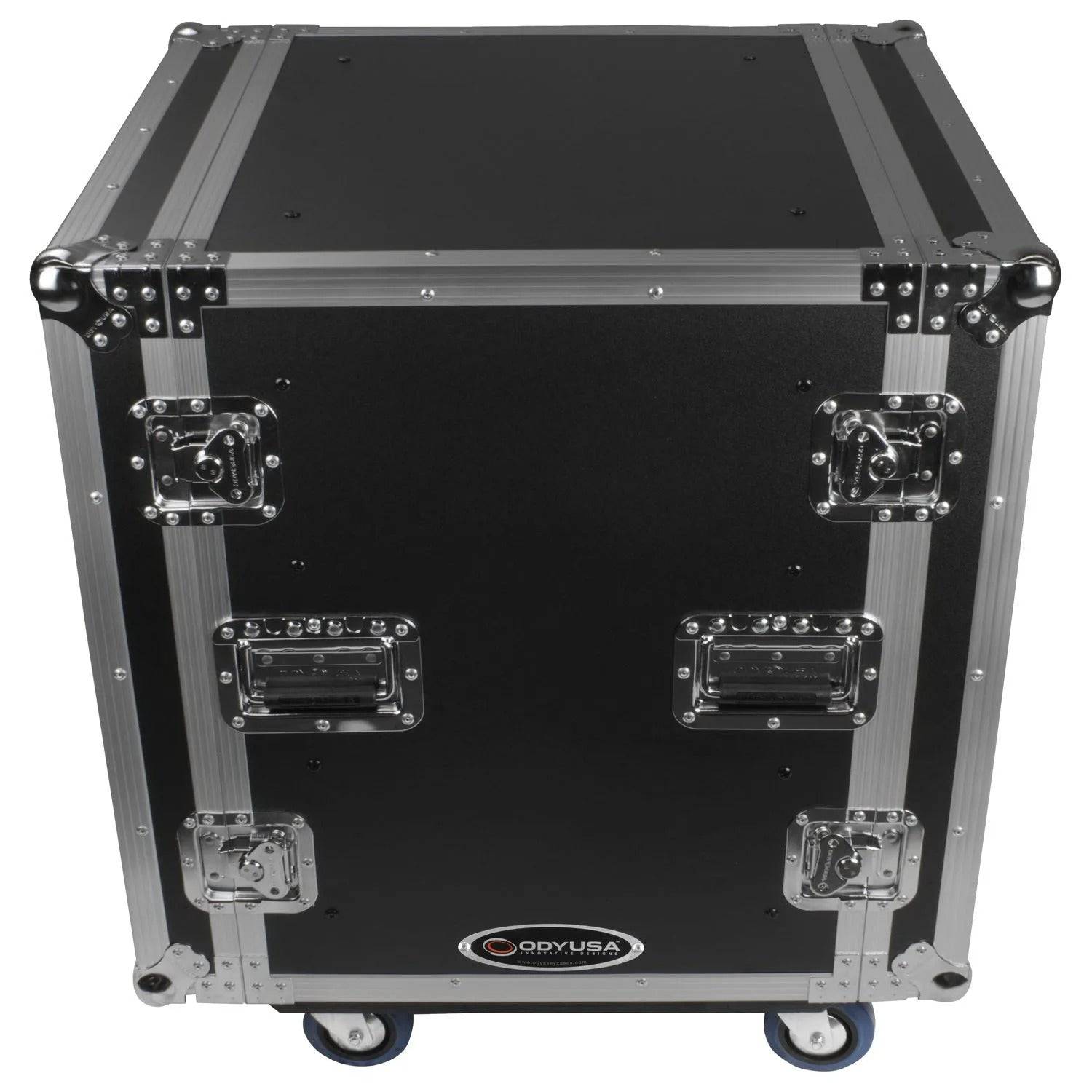 Odyssey FZS12W, 12U Shock Mount Rack Flight Case With Wheels - Hollywood DJ