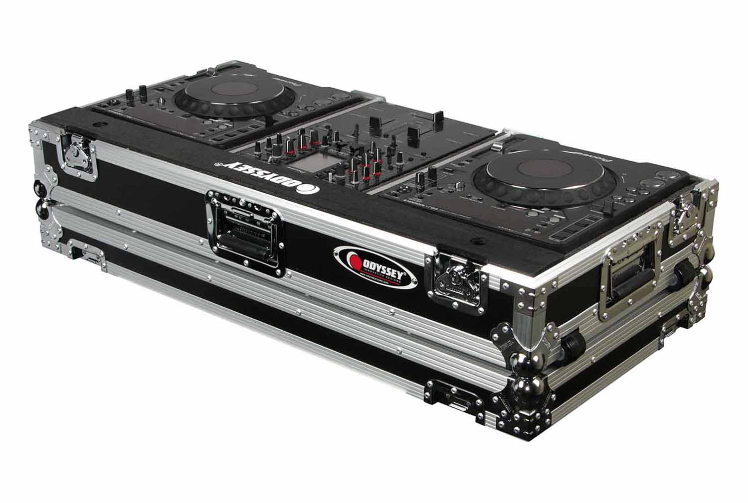 Odyssey FR10CDJWE Universal 10" Format DJ Mixer and Two Large Format Media Players Coffin Case - Hollywood DJ