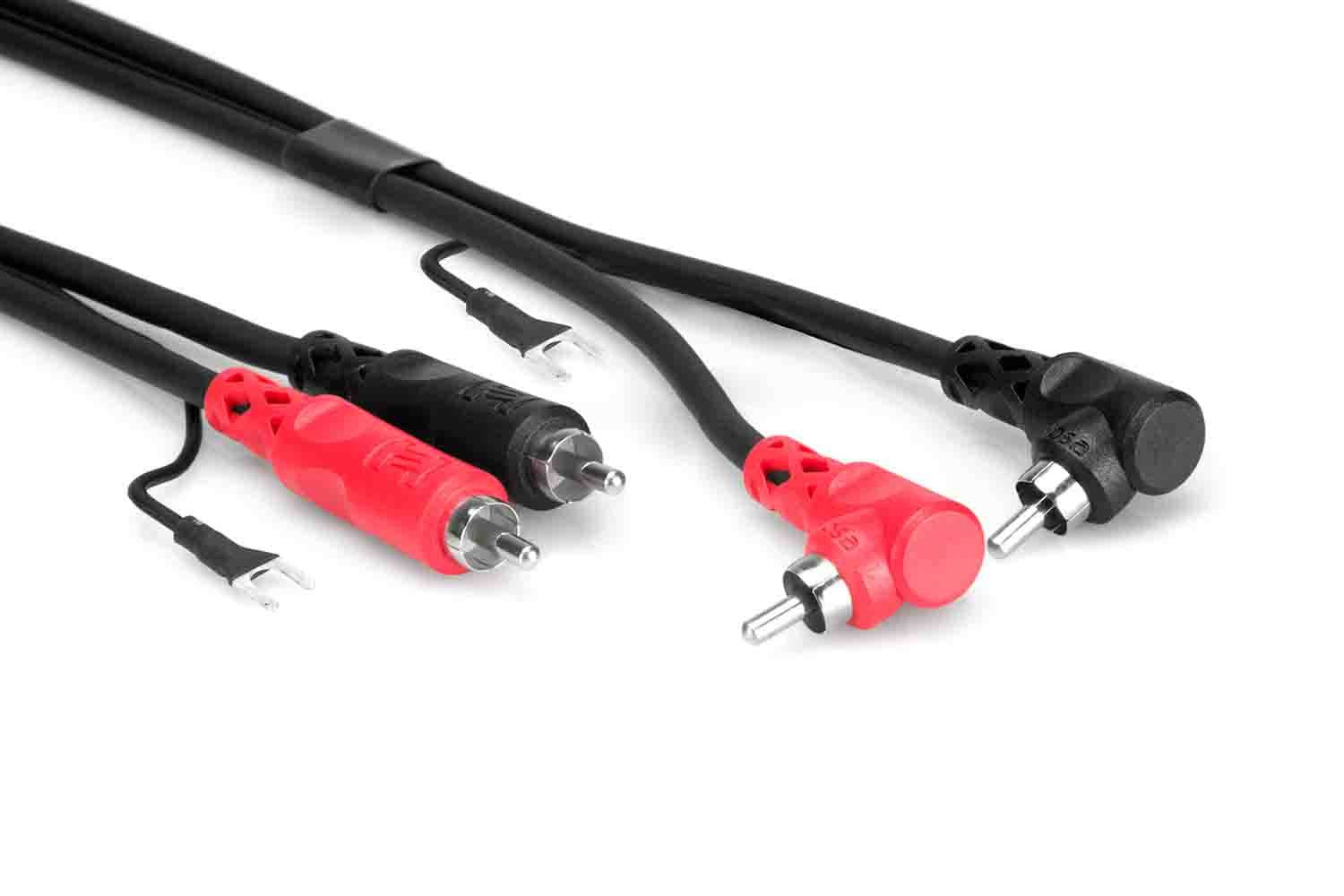 Hosa CRA-202DJ Stereo Interconnect Cable, Dual RCA to Dual Right-angle RCA with Ground Wire - 2 Meter - Hollywood DJ