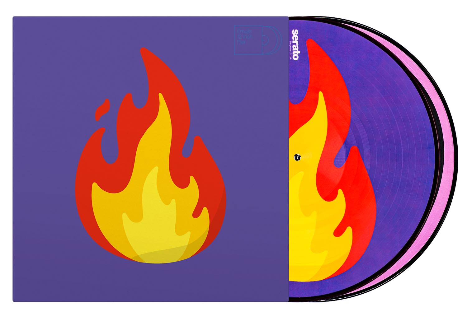 Serato SCV-PS-EMJ-2 Emoji Series #2 Flame/Record, 12" Control Vinyl for Serato DJ - Pair - Hollywood DJ
