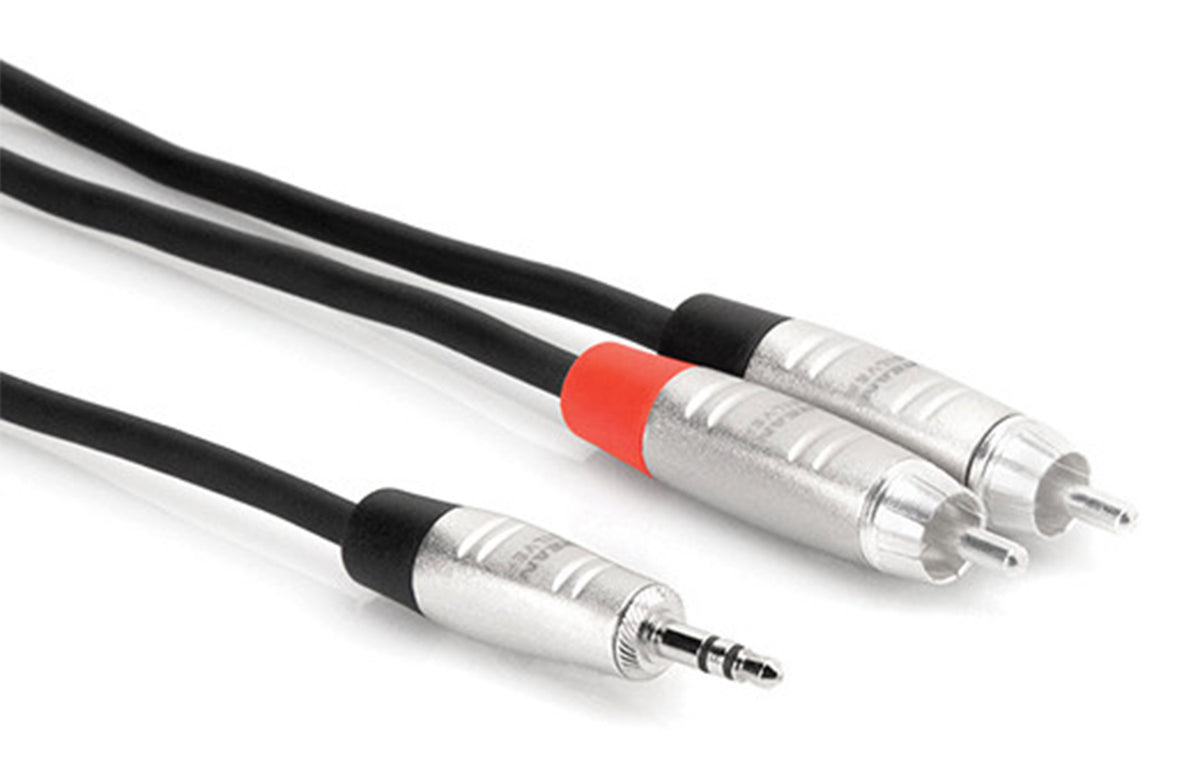 Hosa HMR-003Y, 3.5mm TRS to Dual RCA Pro Stereo Breakout Cable - 3 ft - Hollywood DJ