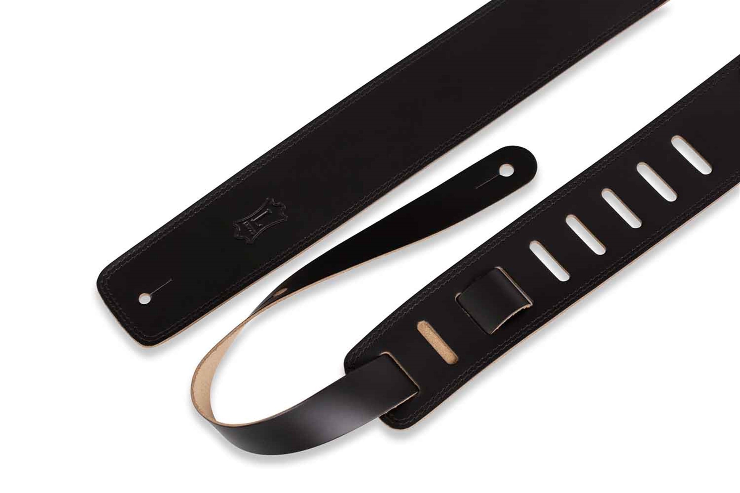 Levy's Leathers DM1-BLK, 2.5” Genuine Leather Guitar Strap - Black - Hollywood DJ