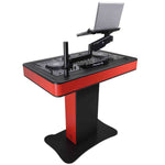 ProX XZF-DJCTRBCASE Control Tower DJ Booth with Laptop Arm and Road Cases for Pioneer XDJ-XZ, DDJ-1000 SRT, RANE ONE, and SX3 - Red Black Finish - Hollywood DJ