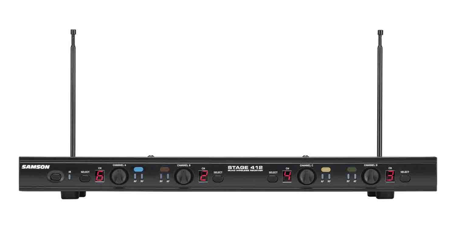 Samson SWS412HH-E, Stage 412 Frequency Agile Quad-Channel Handheld VHF Wireless System - 173 to 198 MHz - Hollywood DJ