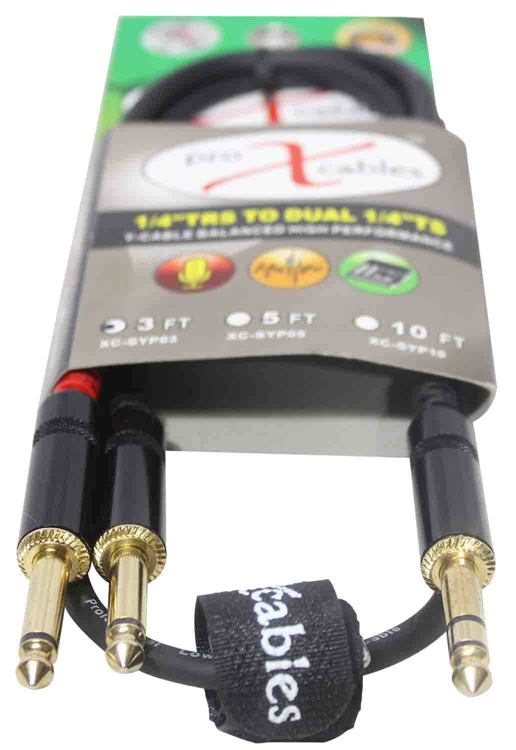 Prox XC-SYP03 Unbalanced TRS-M Stereo to Dual TS-M High Performance Audio Y Cable - 3 Feet - Hollywood DJ