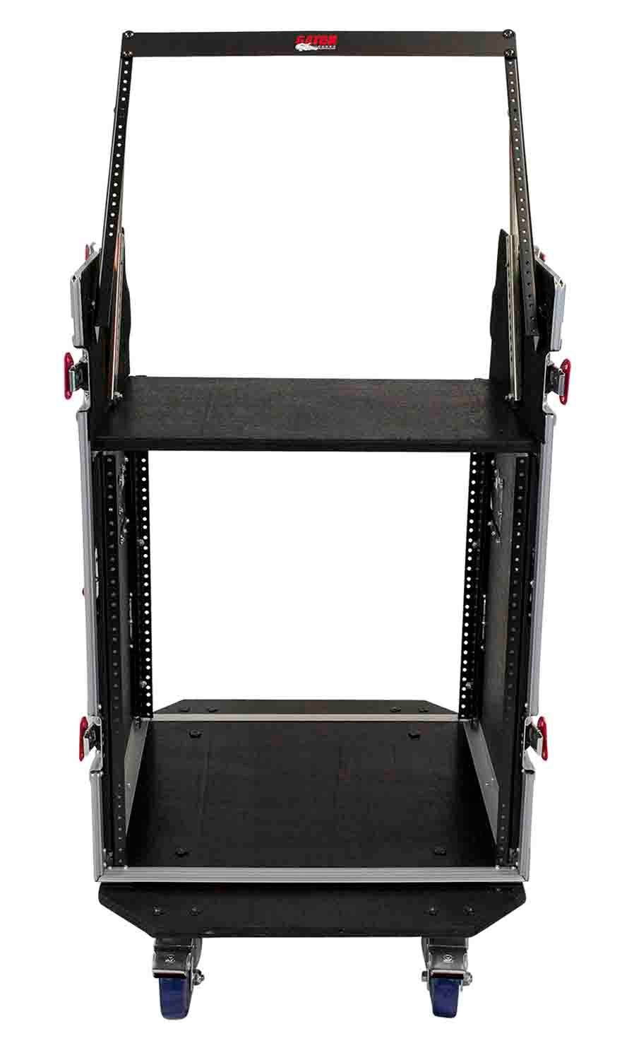 Gator Cases G-TOUR 10X12 PU, 10U Top 12U Side Console Rack Case with Casters - Hollywood DJ