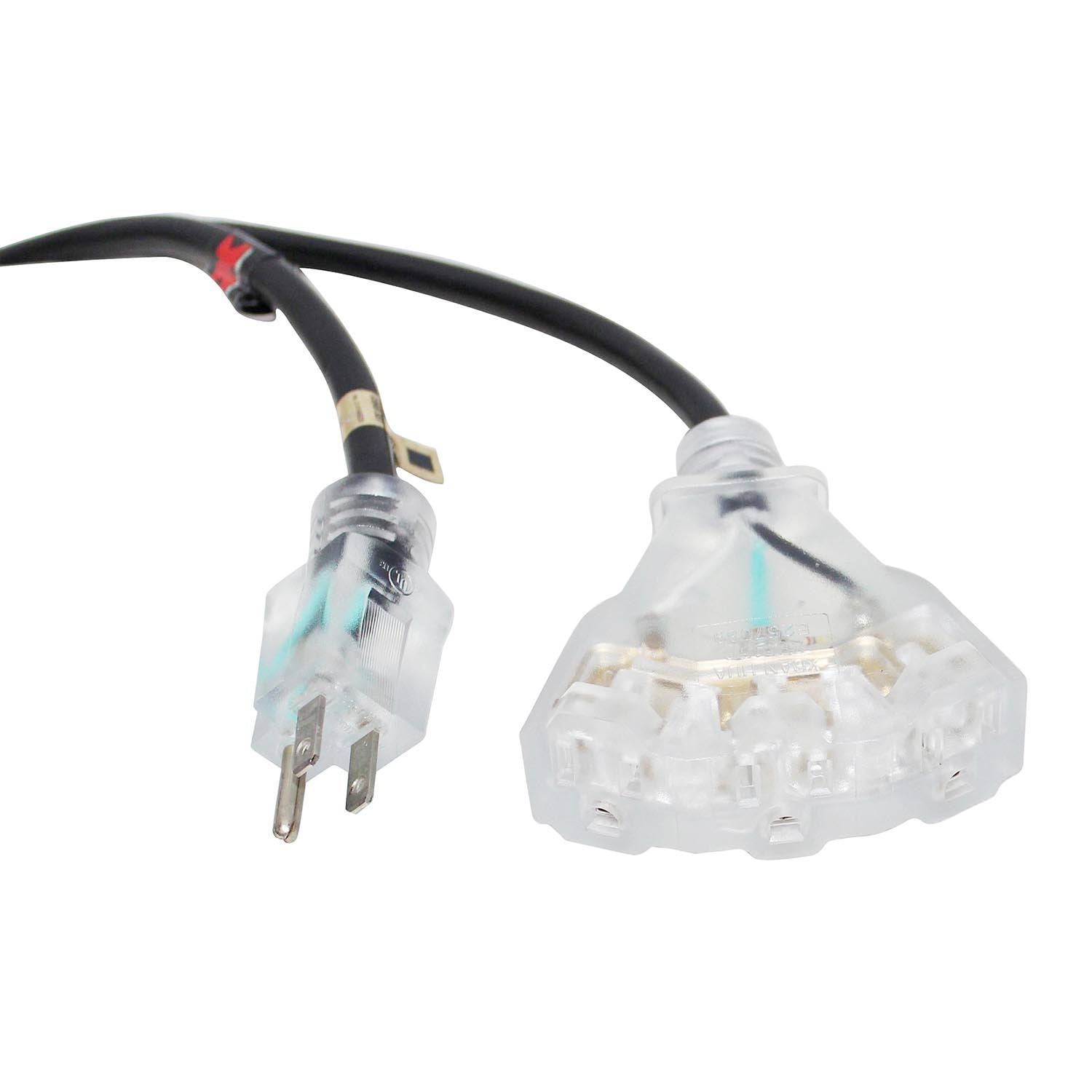 ProX XC-P143-25, 120VAC NEMA 15 Male to 3 Socket Female Power-Extension Cord 14 AWG - 25 Feet - Hollywood DJ