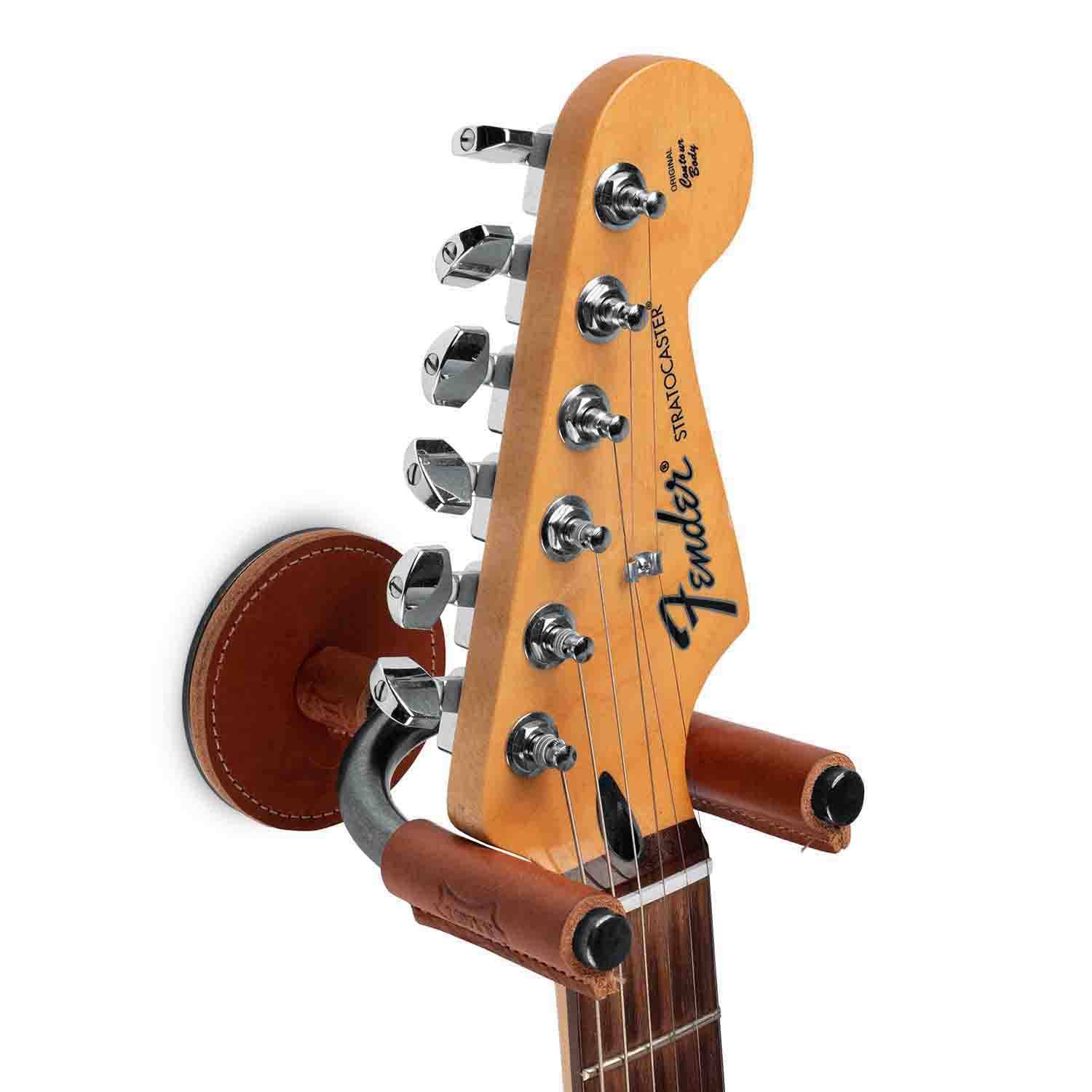 Levy's Leathers LVY-FGHNGR-SMTN Forged Guitar Hanger with Tan Leather - Hollywood DJ