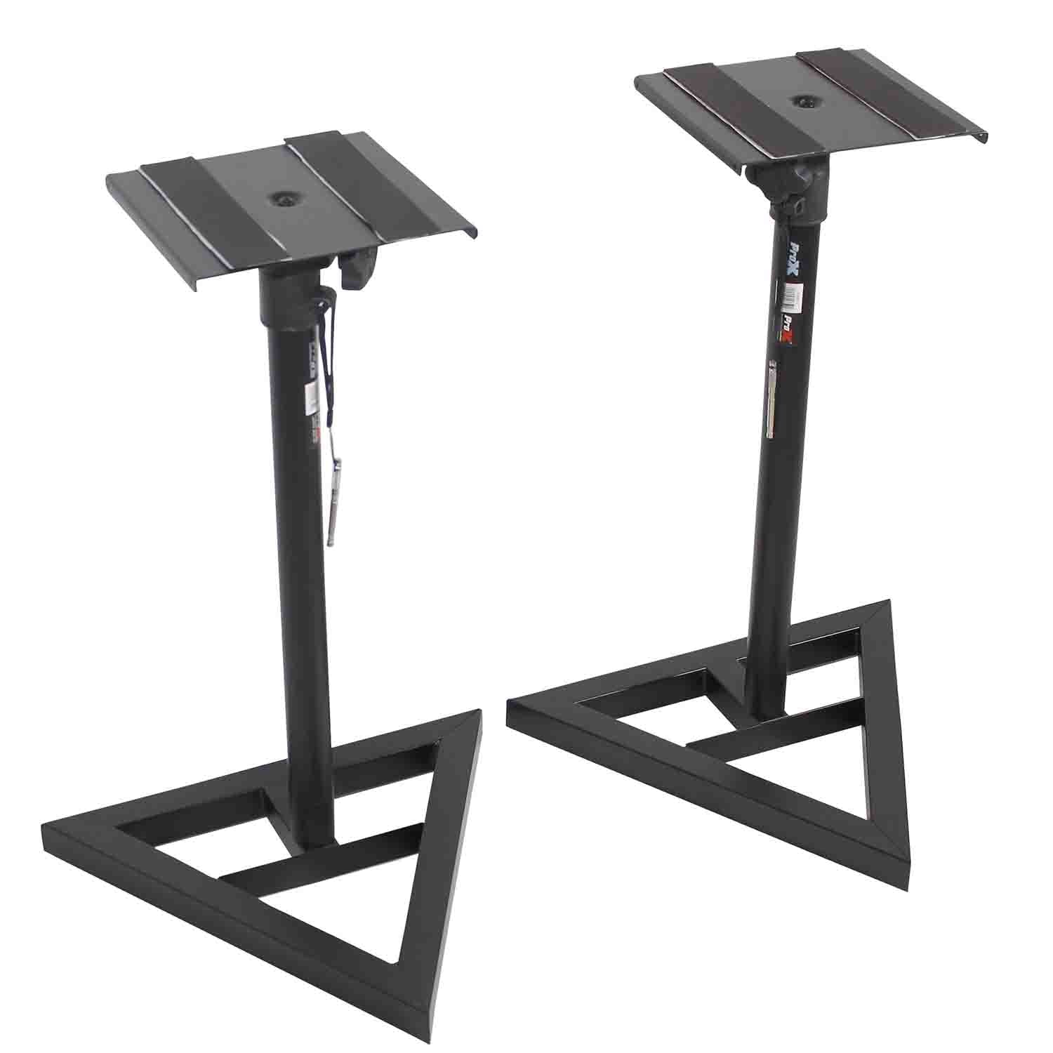 ProX X-MS12 Monitor Speaker Platform Stands Pair - Black Finish - Hollywood DJ