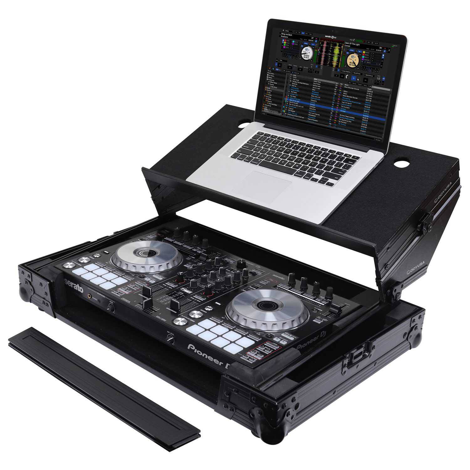 Odyssey FZGSADDJSR2BL Pioneer DDJ-SR / DDJ-SR2 Flight Case with Angle Glide Platform - Black - Hollywood DJ