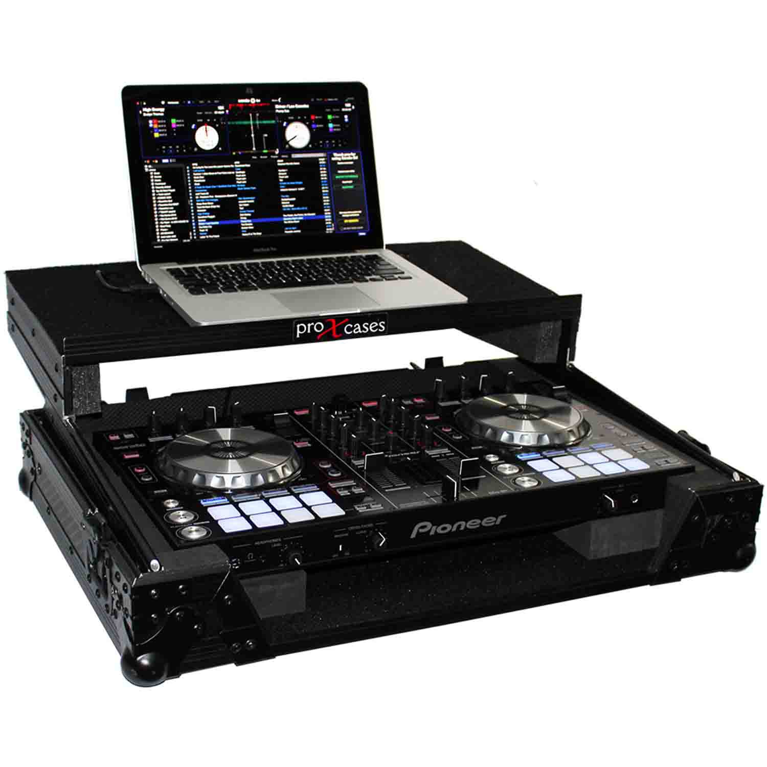 ProX XS-G4VLTBL DJ Flight Case For Gemini G4V DJ Controller - Black on Black - Hollywood DJ