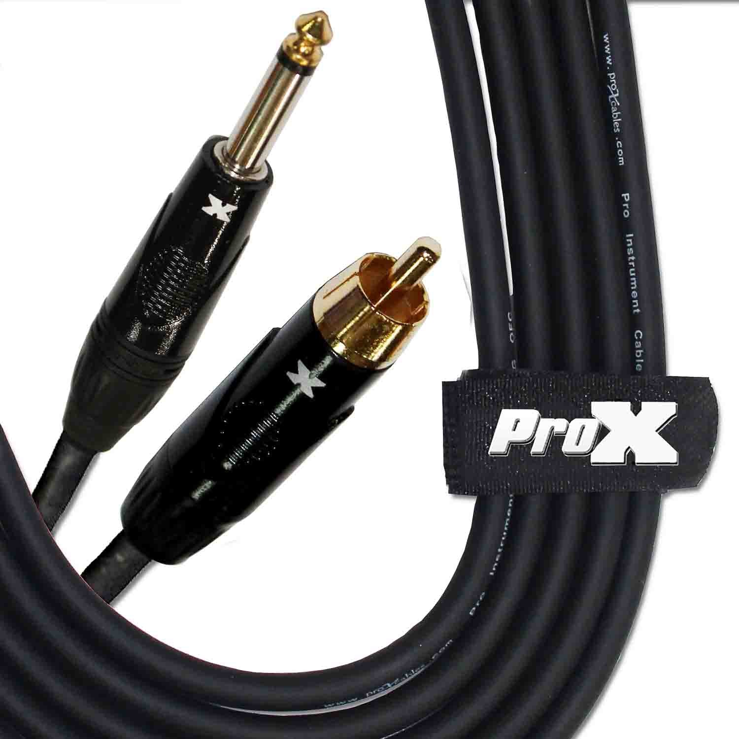 Prox XC-PR25 Unbalanced RCA Male to 1/4" Male High Performance Audio Cable - 25 Feet - Hollywood DJ
