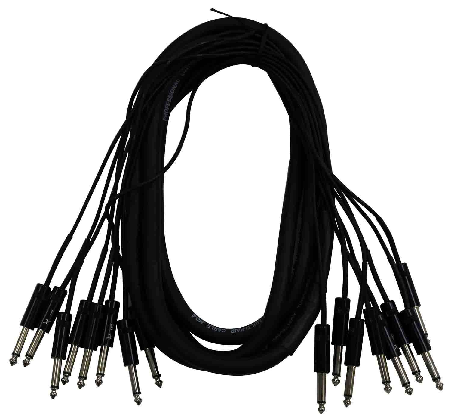 Prox XC-8PP10 Unbalanced 8 Ch 1/4" TS to 1/4" TS Mono Male Snake - 10 Feet - Hollywood DJ