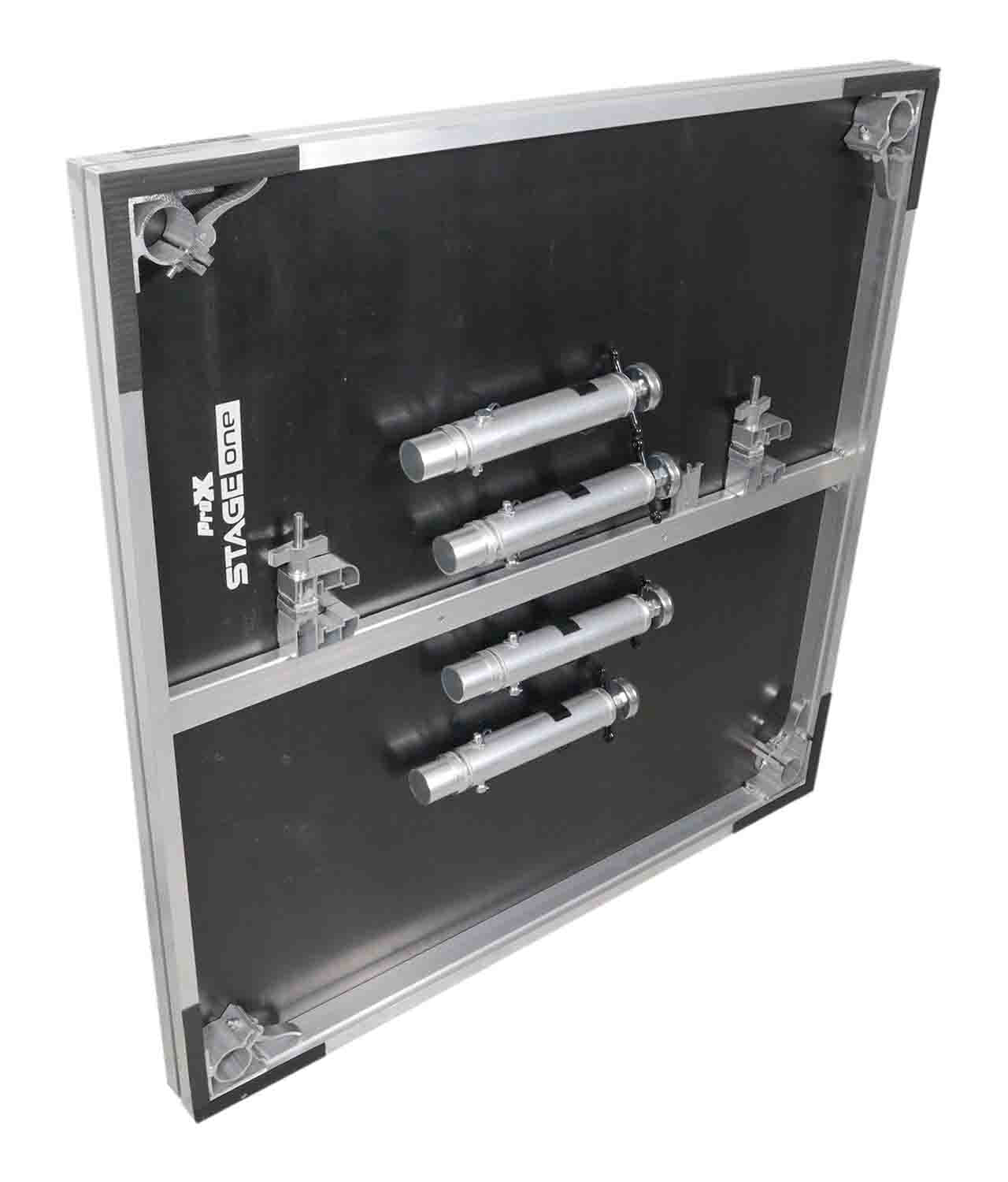 ProX XSU-4X4 Stage One 4' x 4' Ft Stage Deck Incl. 16-22-inch (24-in Extended) Telescoping Legs, and Deck Leveling Clip - Hollywood DJ
