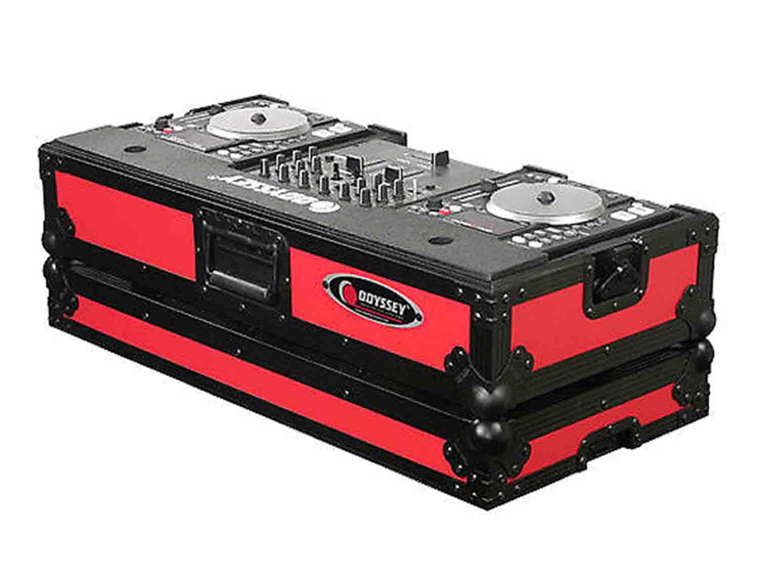 B-Stock: Odyssey FRDNX1200BKRED Red Designer DJ Series Denon CD Console Case - Red on Black - Hollywood DJ