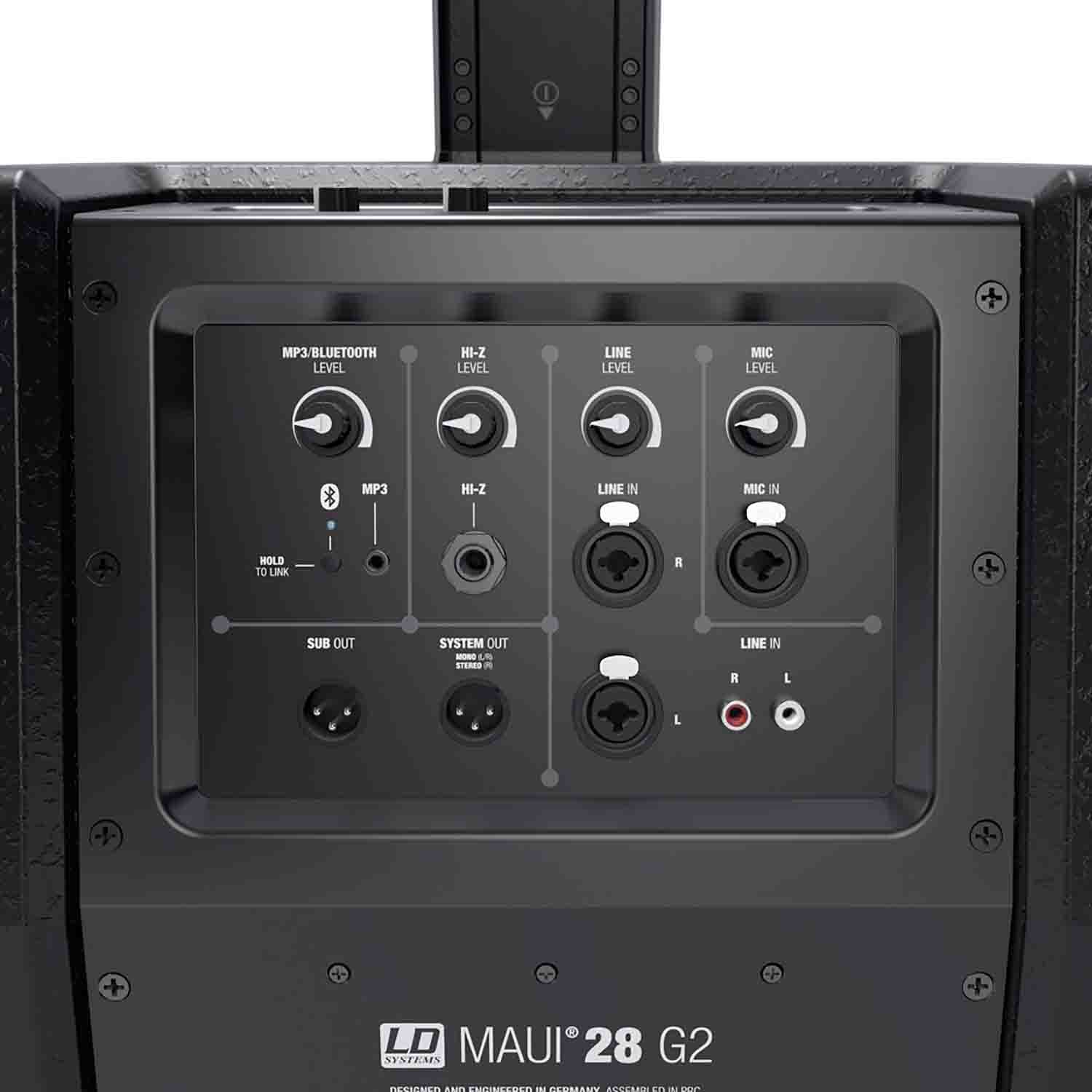 LD Systems MAUI 28 G2 Compact Column PA System Active with Built-In Mixer and Bluetooth - Black - Hollywood DJ