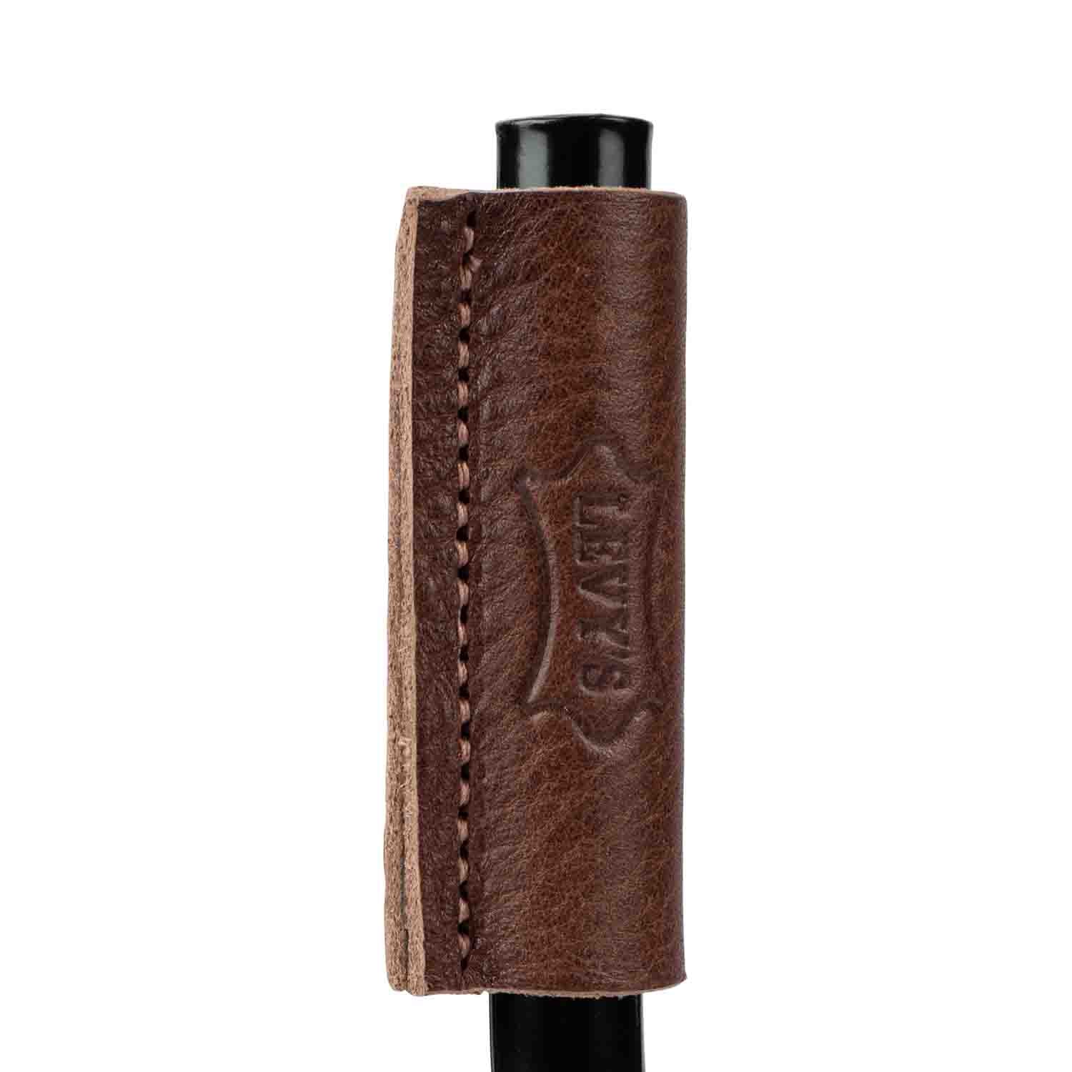 Levy's Leathers LVY-FGHNGR-BKBN Black Forged Guitar Hanger with Brown Leather - Hollywood DJ