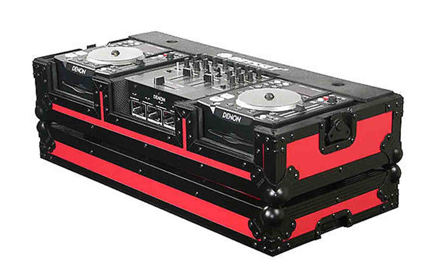 B-Stock: Odyssey FRDNX1200BKRED Red Designer DJ Series Denon CD Console Case - Red on Black - Hollywood DJ