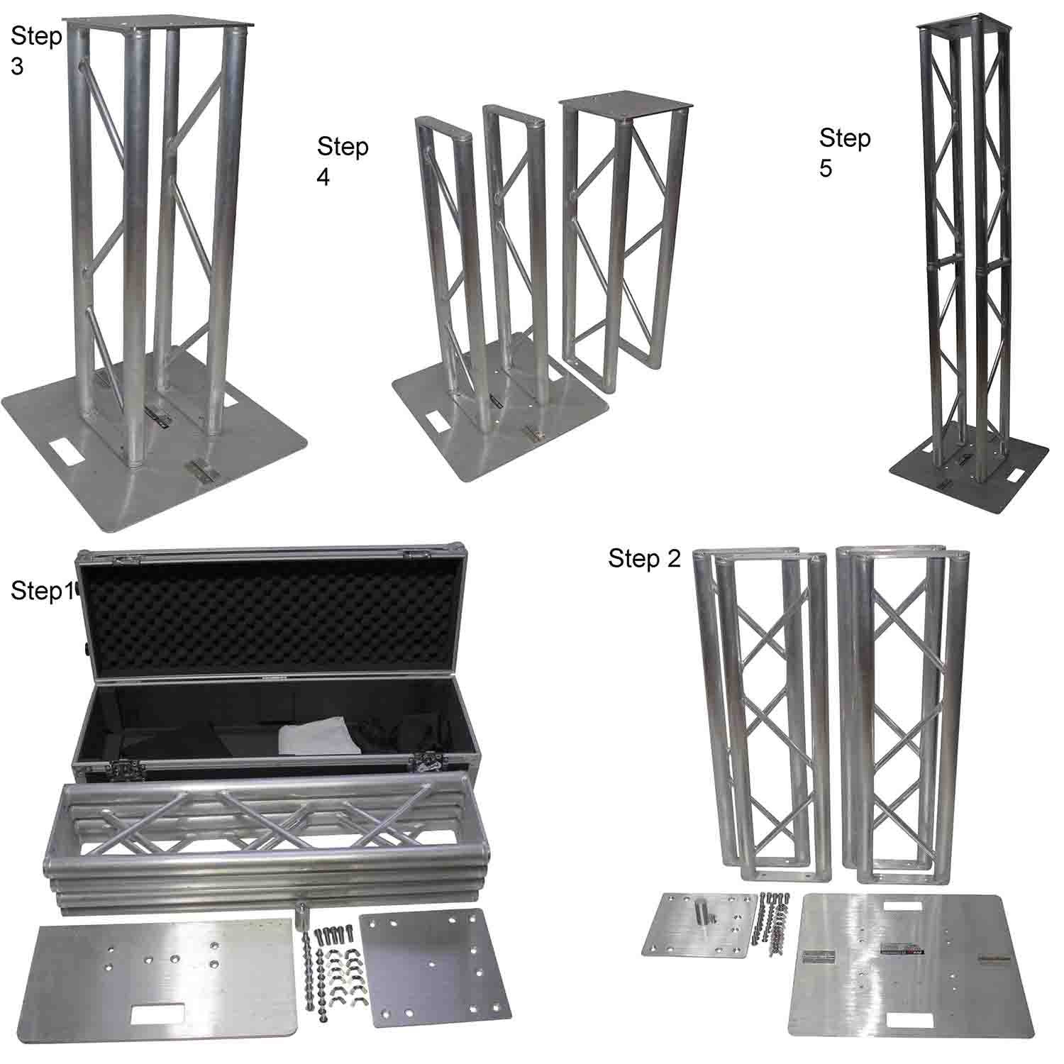 ProX XT-FTP328-656-C 6.56ft or 3.28ft Flex Tower Totem Package with Road Case - Hollywood DJ