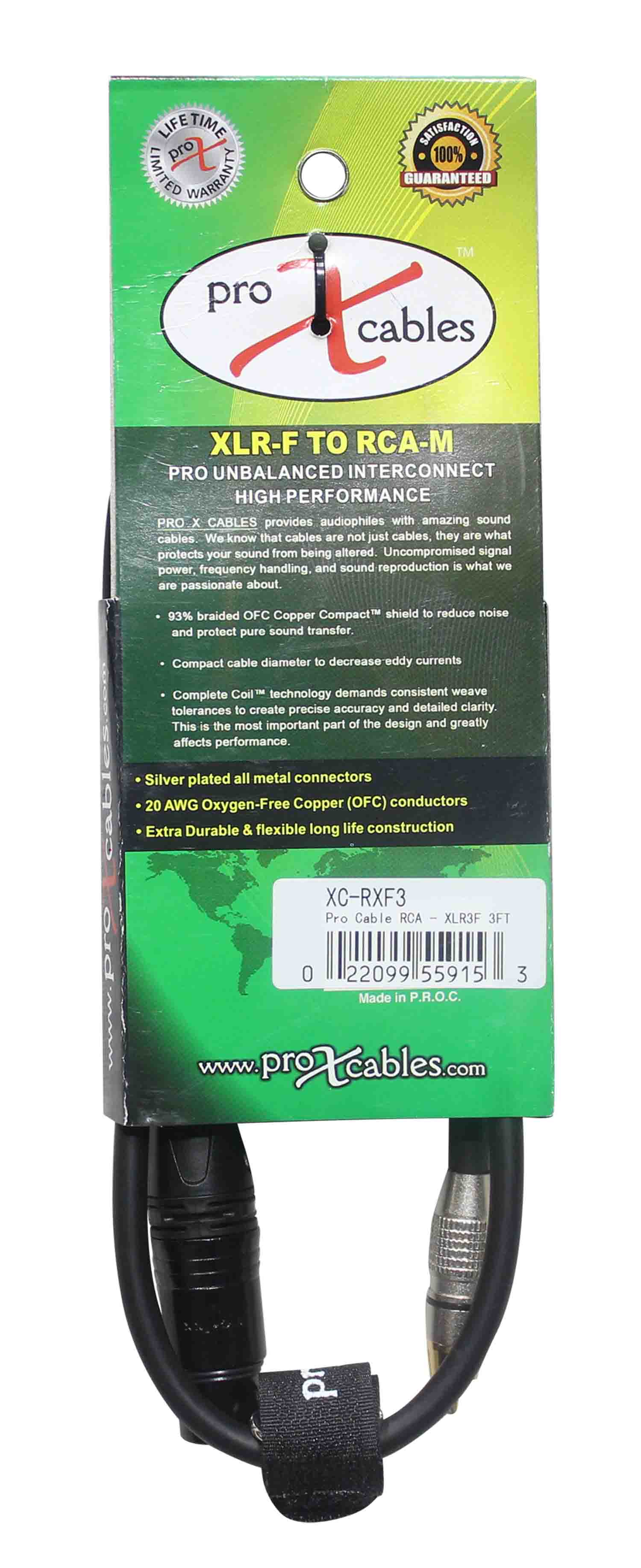 Prox XC-RXF03 Unbalanced RCA to XLR-F High Performance Audio Cable - 3 Feet - Hollywood DJ