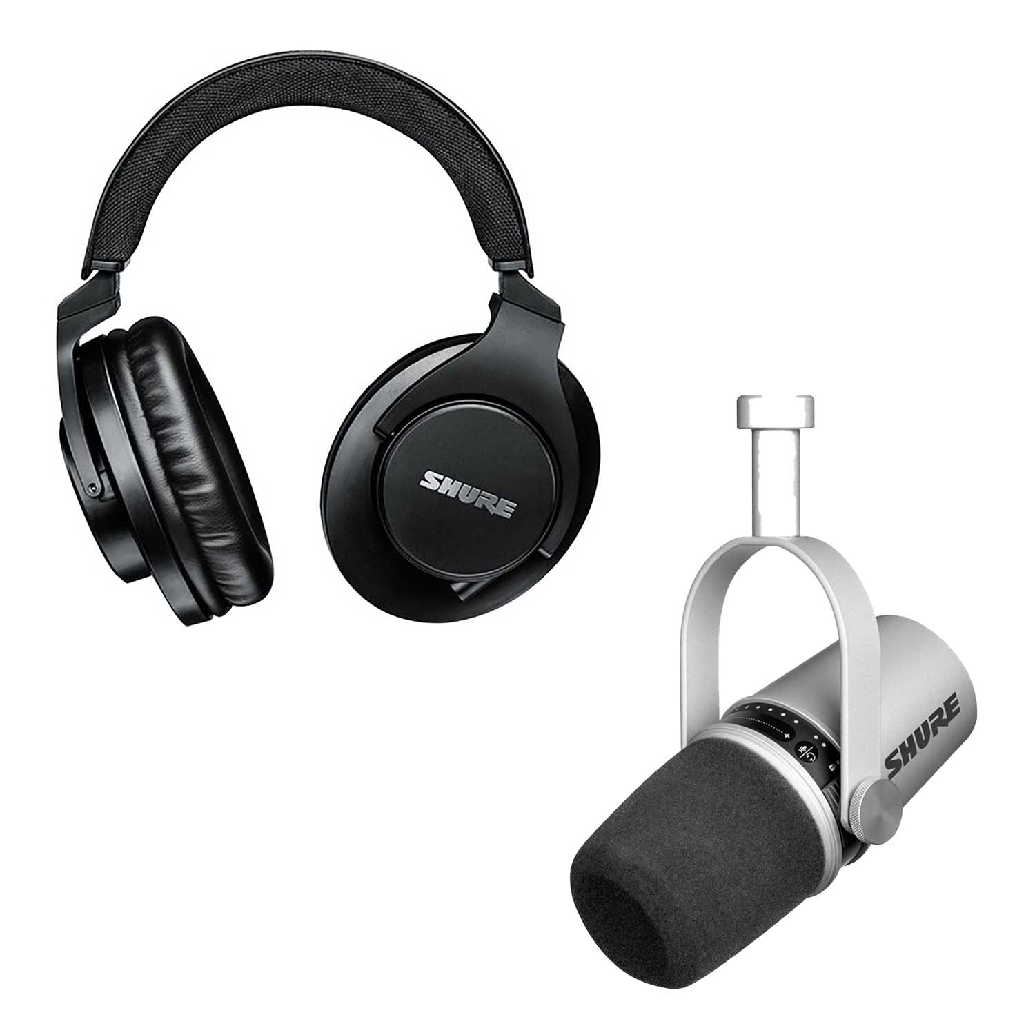 Shure Podcast Package with SRH440A Studio Headphones and MV7-S USB Podcast Microphone - Hollywood DJ