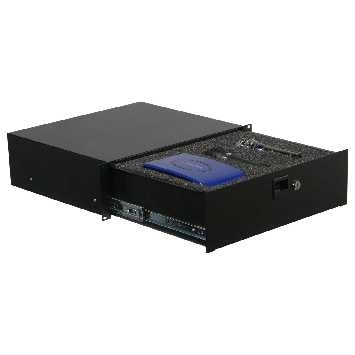 Odyssey ADFRD03 3U Rack Mountable Drawer With Interior Diced Foam - Hollywood DJ