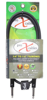 Prox XC-PP03 Unbalanced 1/4" TS-M to 1/4" TS-M High Performance Audio Cable - 3 Feet - Hollywood DJ